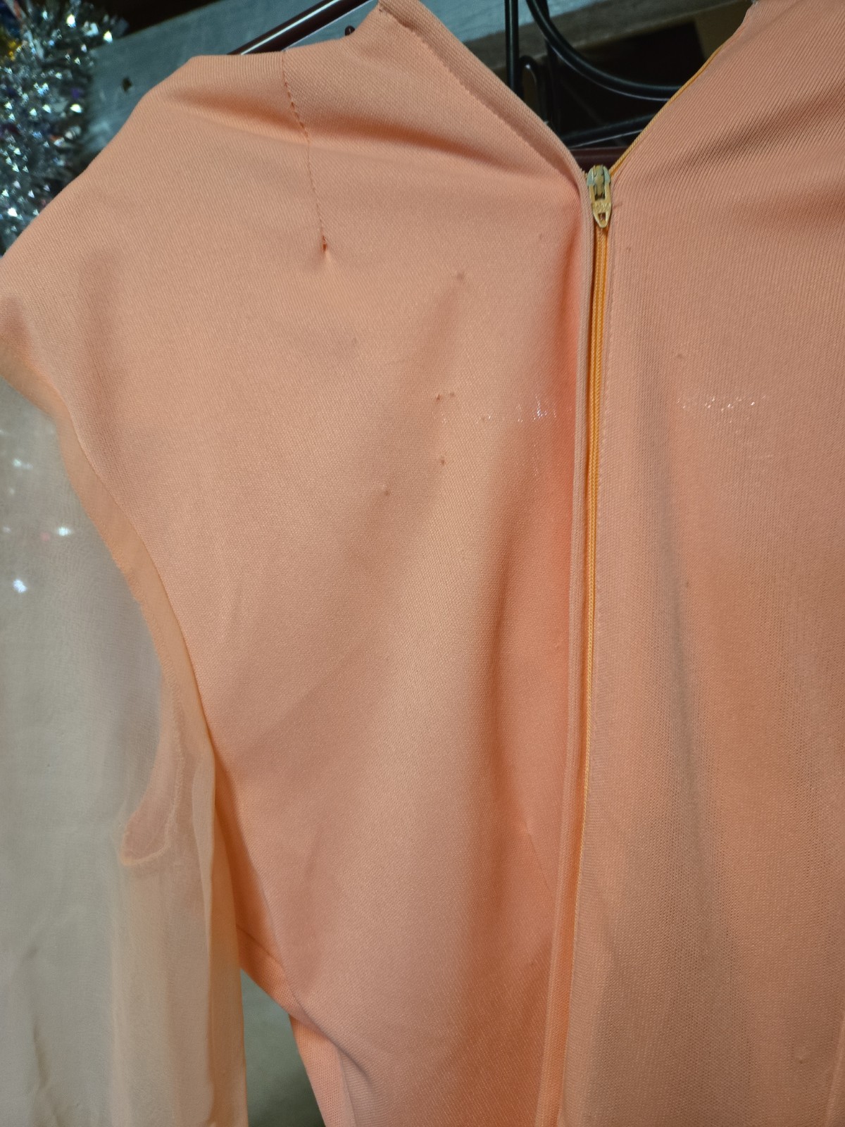 Vintage 1970’s Dress Women’s Pinkish Orange Gown Prom