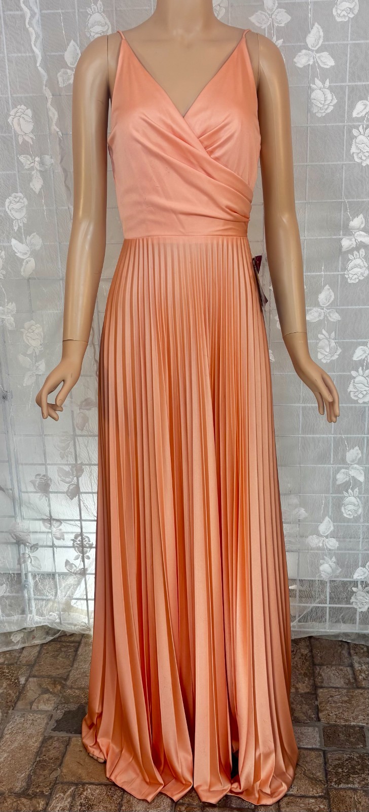 Vintage 70’s/80’s Formal Maxi Dress Shimmering Peach Knit Size 7/8 New w/ Tags