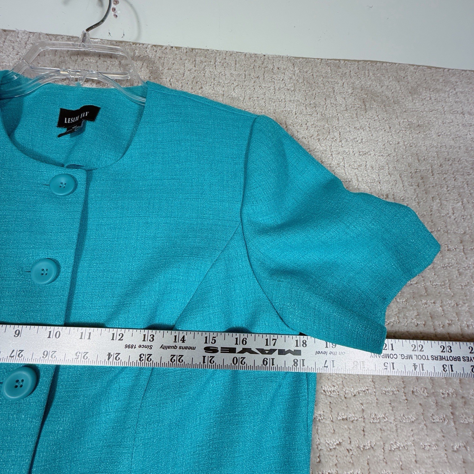 Vintage Leslie Fay Petite 3 Pc Set Size 10P Teal Pleated Skirt Blouse Secretary