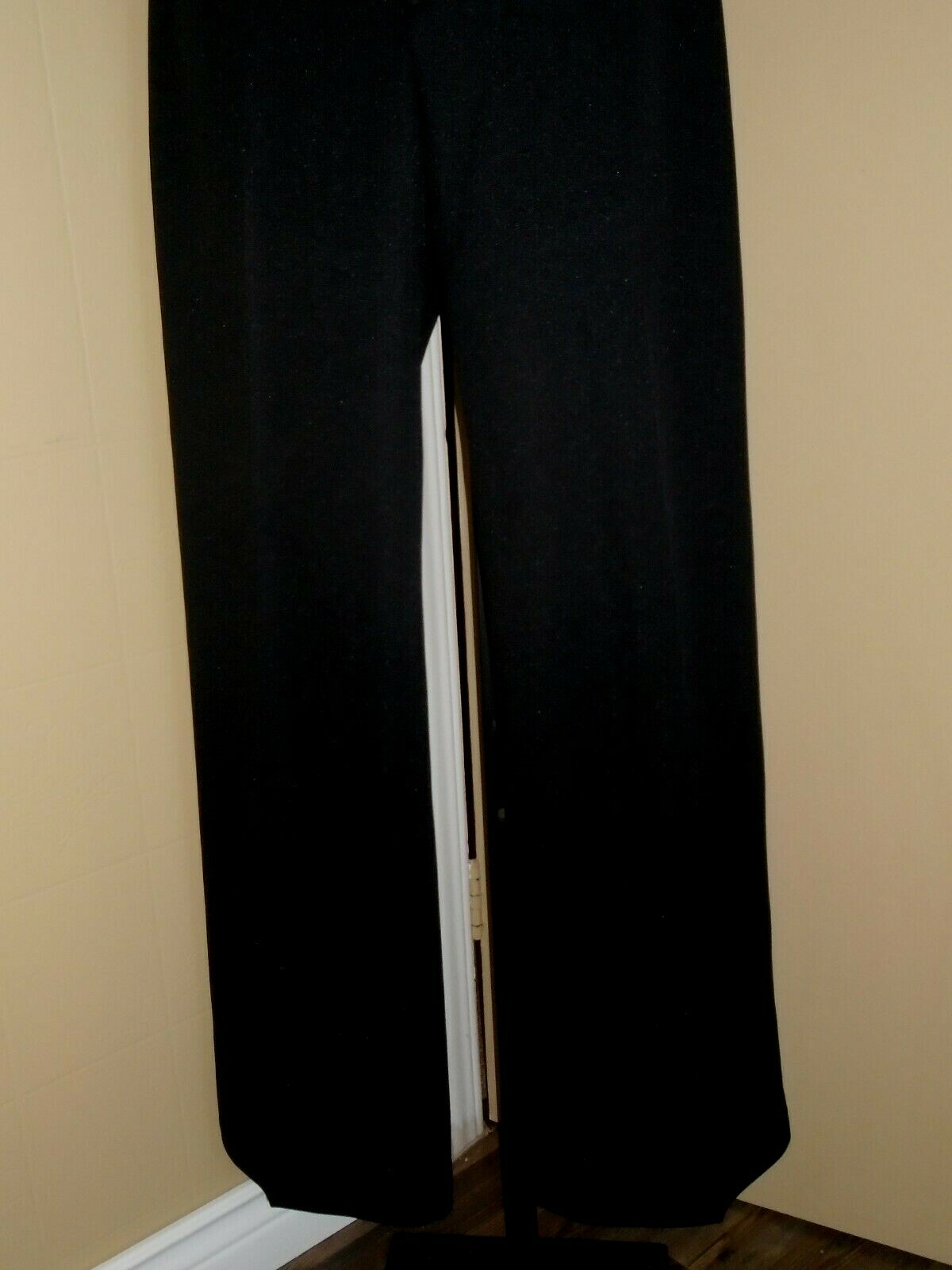 Ladies VTG 1970s Black Polyester Dress Pants Wide Legs Zip Fly Sz 111-12 NOS
