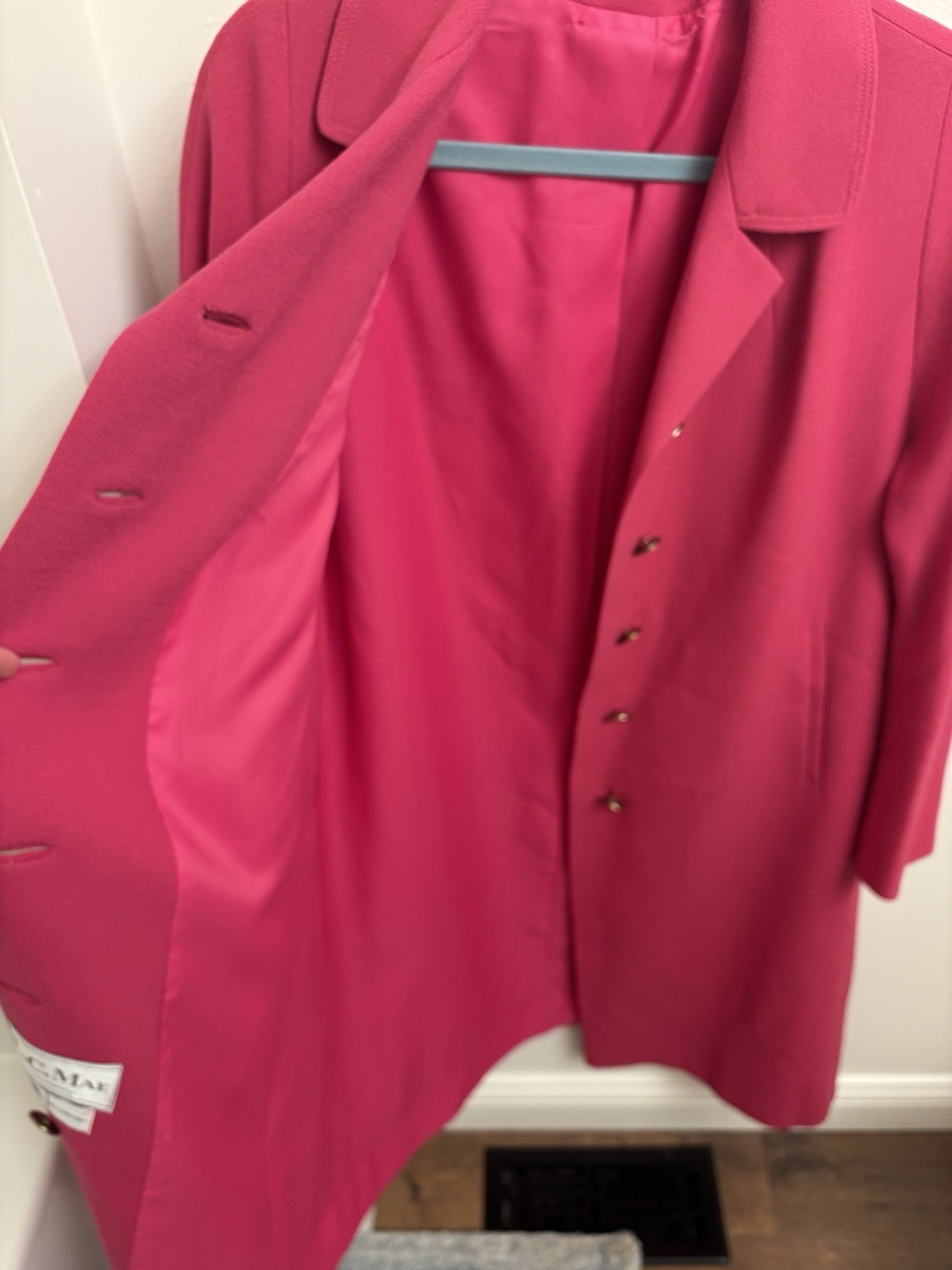 Vintage 60’s 70’s L.C. Mae California 100% Pure Wool Coat Mod Hot Pink M/L
