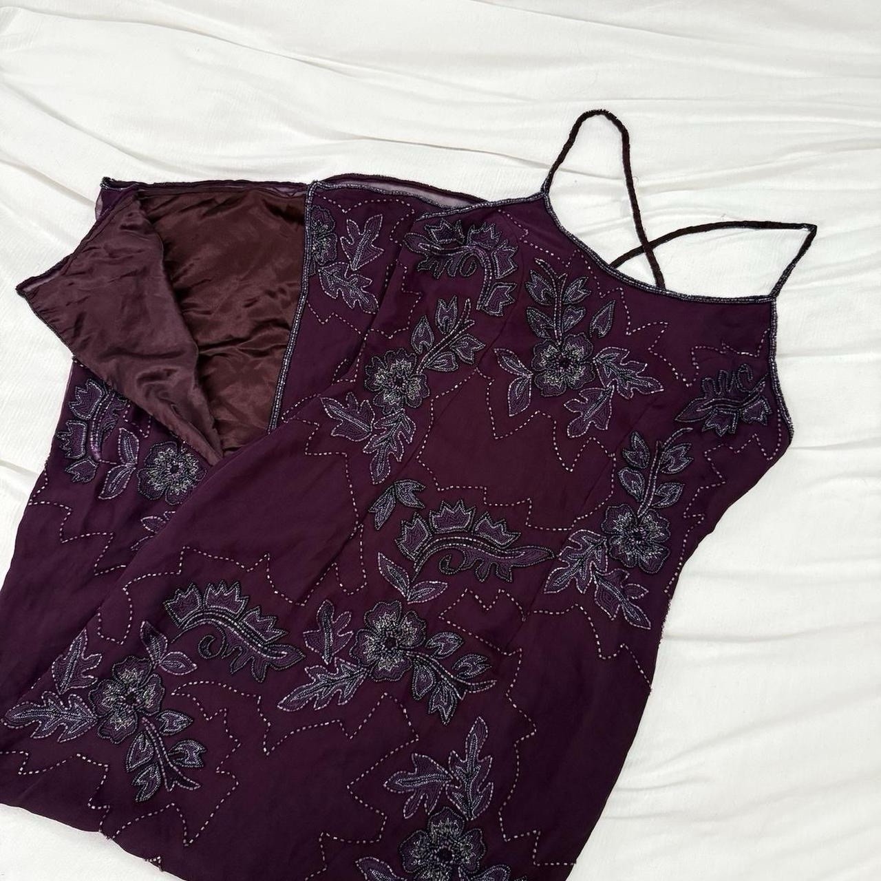 DUSK TO DAWN Maxi 90s Vintage Purple Beaded Maxi Slip Dress Size 8