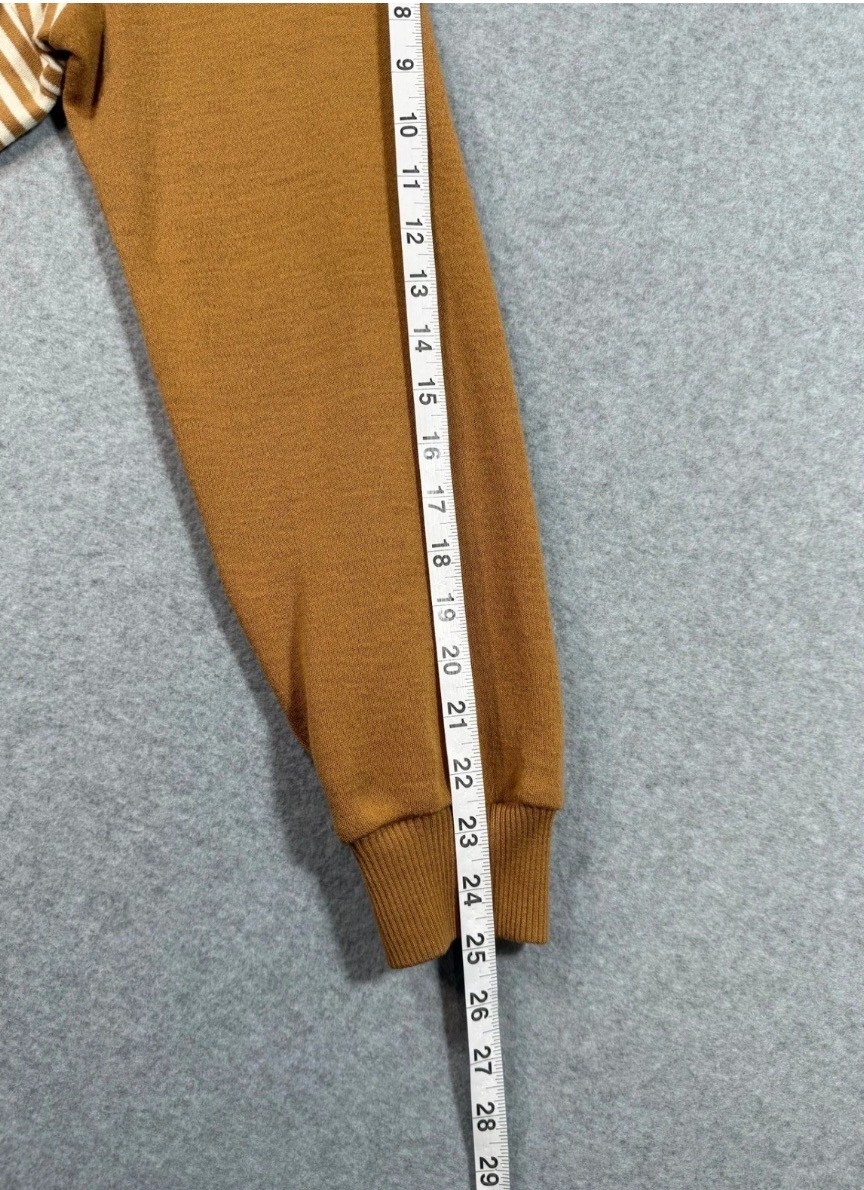 VTG JCPenney Striped Sweater Elbow Patch Brown White Preppy Japan L 70s 80s