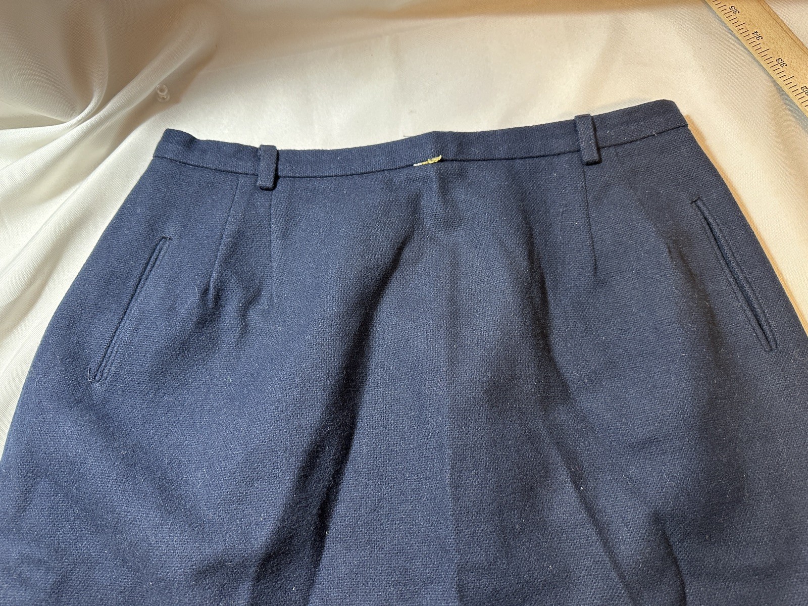 Vtg 70s Brentshire Skirt Dark Blue Straight Back Zipper Montgomery Ward Classic