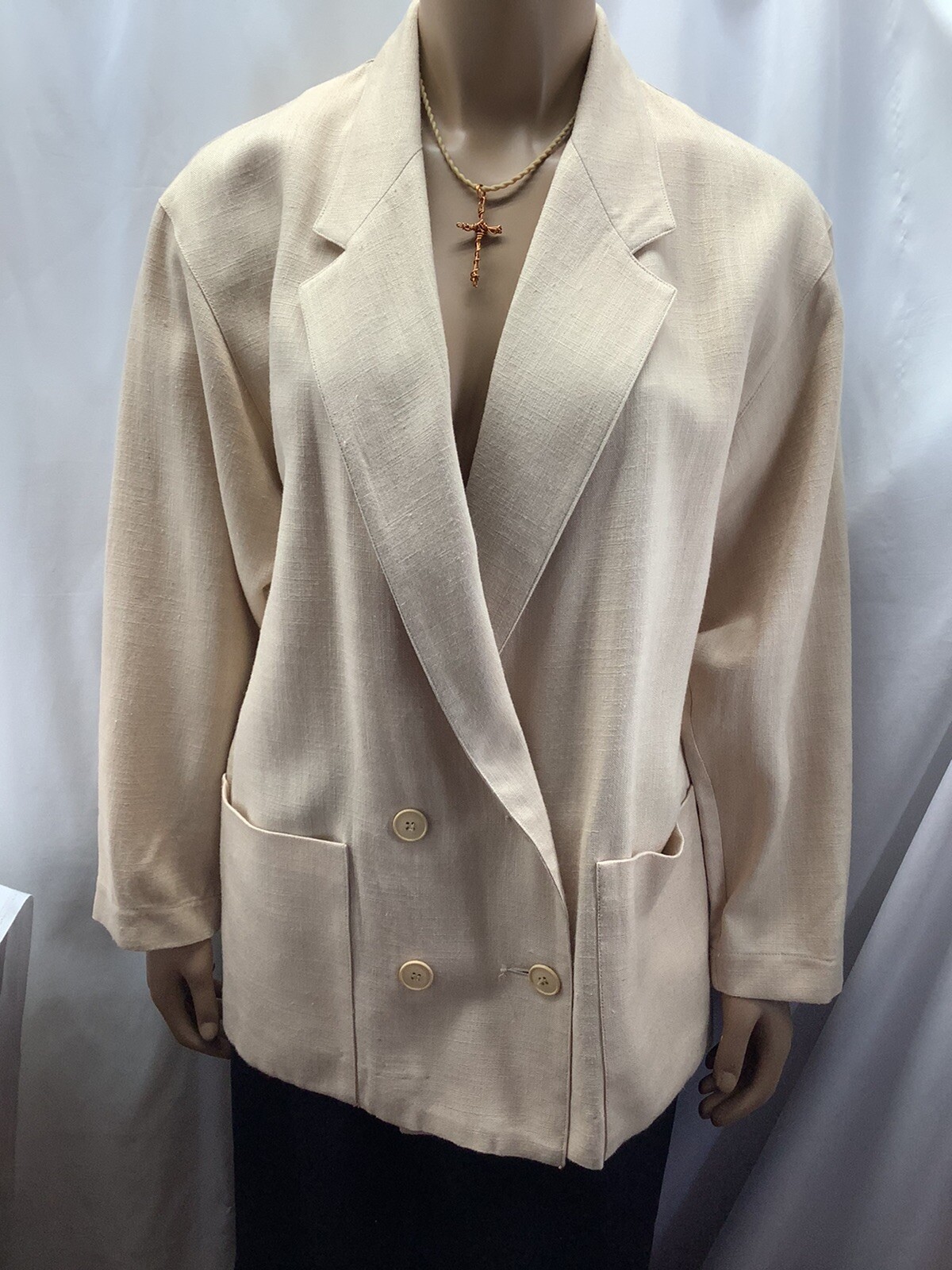Emily Blazer Womens 8 Beige Rayon Silk Vintage Jacket New MFC230419/BB2