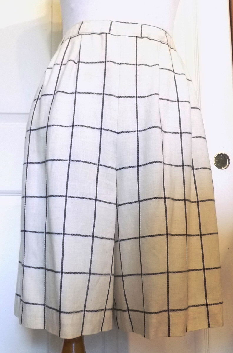80s California Design Petite Dorothy Samuel Tan Black Skort Rayon Flax Set 6 B40