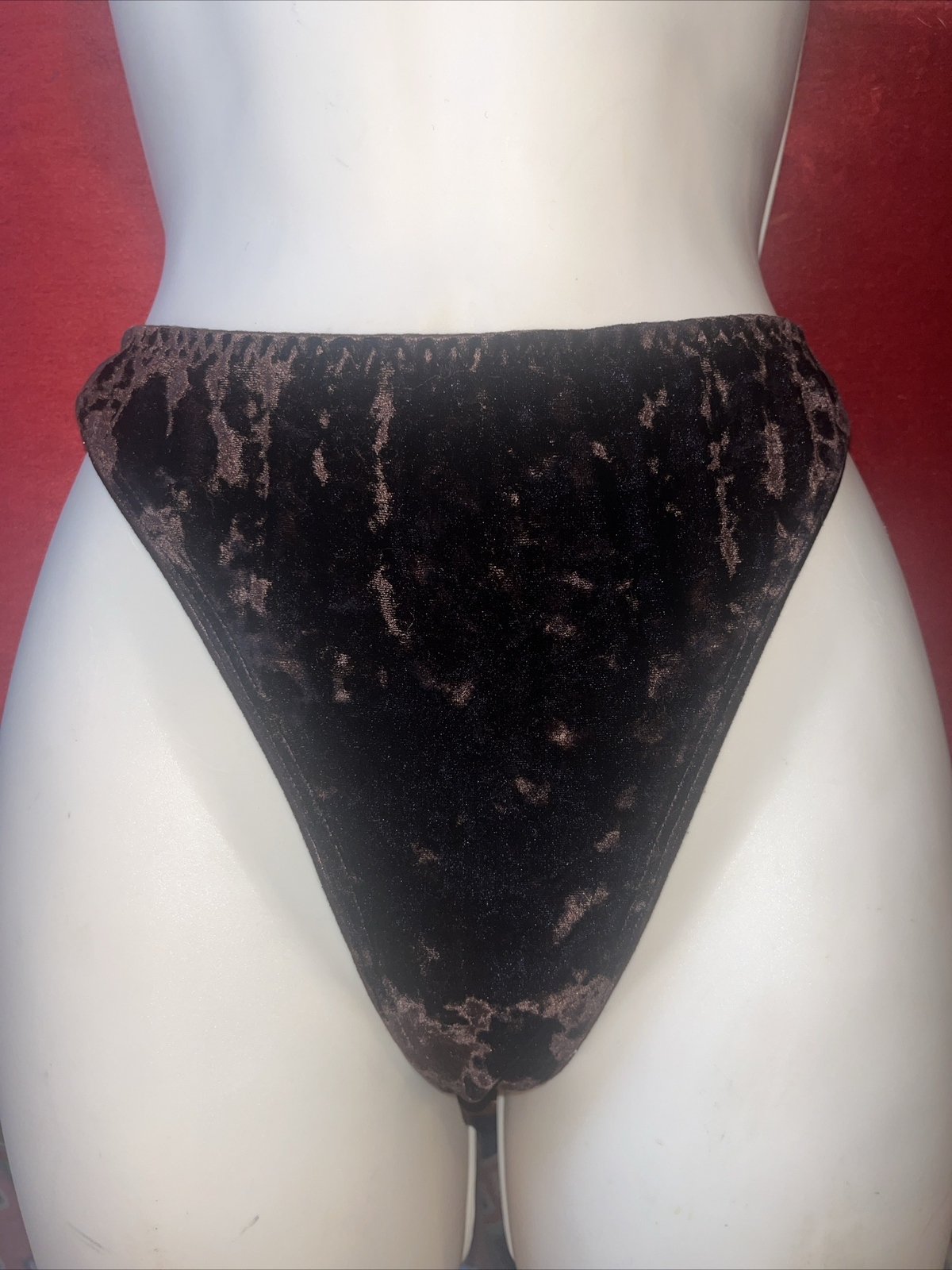 Vintage Victoria’s Secret Dark Chocolate Brown Crushed Velvet Thong Panty Small