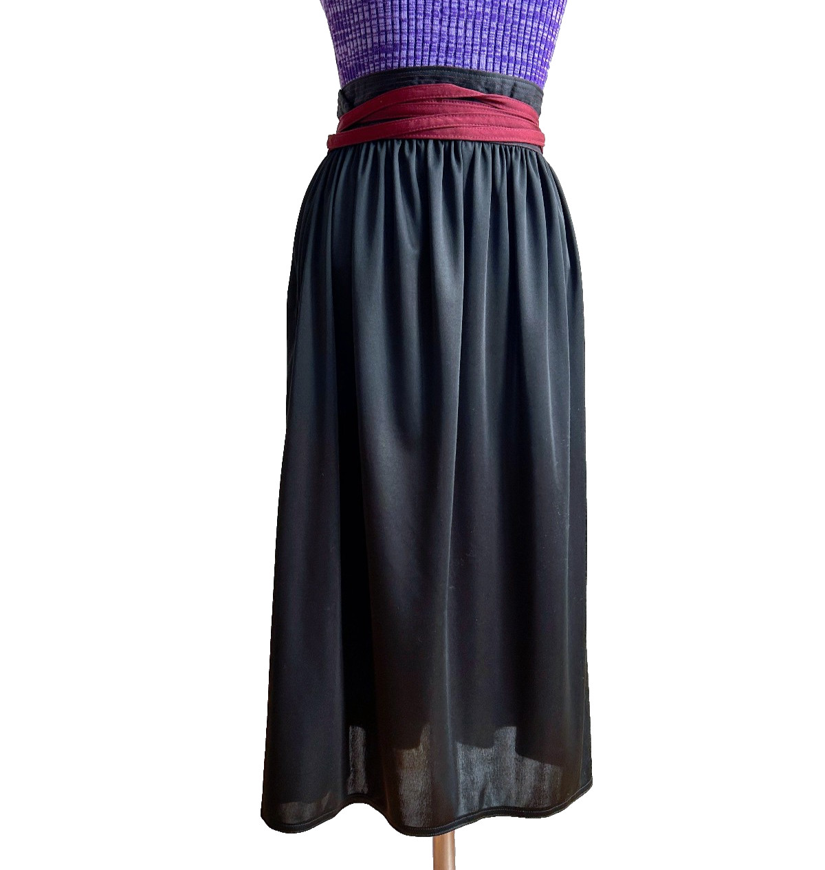 Vintage 1970s 80s Geoffrey Beene for SWIRL Wrap Skirt Black Quiana Jersey Disco