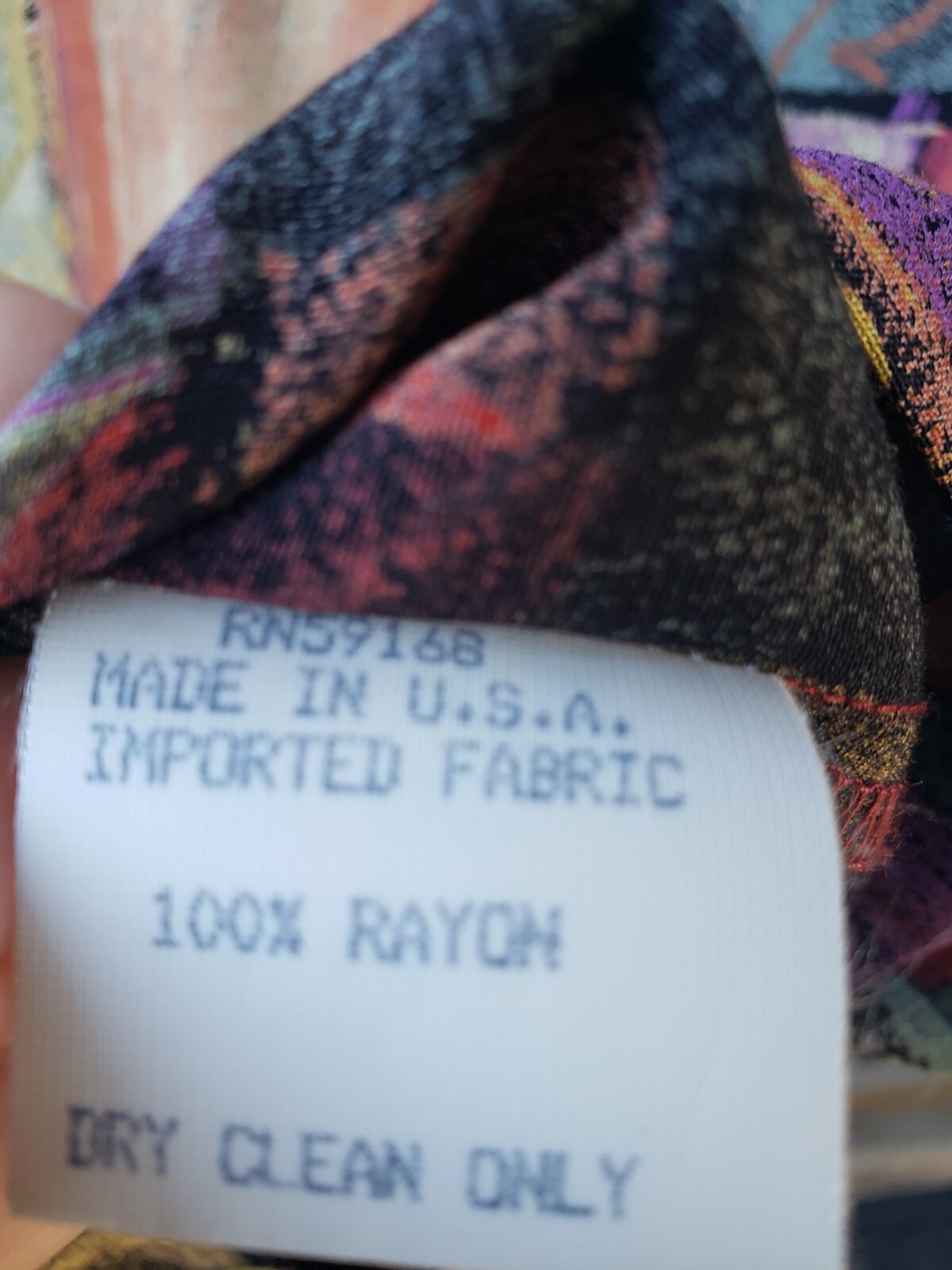 VTG 90s Karen Kane Sz 16 Pullover Multicolor Rayon Top S/S Wearable Art USA Y2K