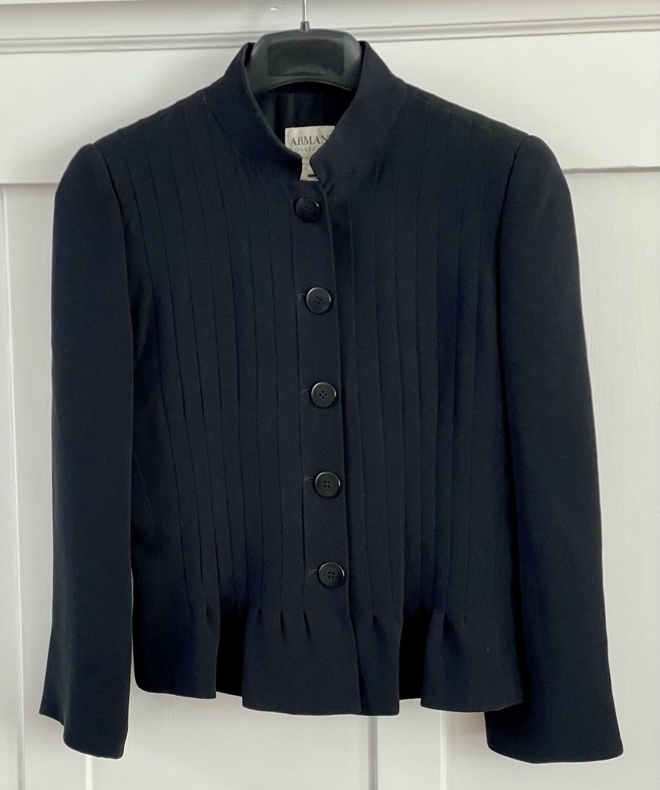 Vintage Giorgio Armani Le Collezioni black Silk Cady Cropped Jk Sz6 Madein Italy