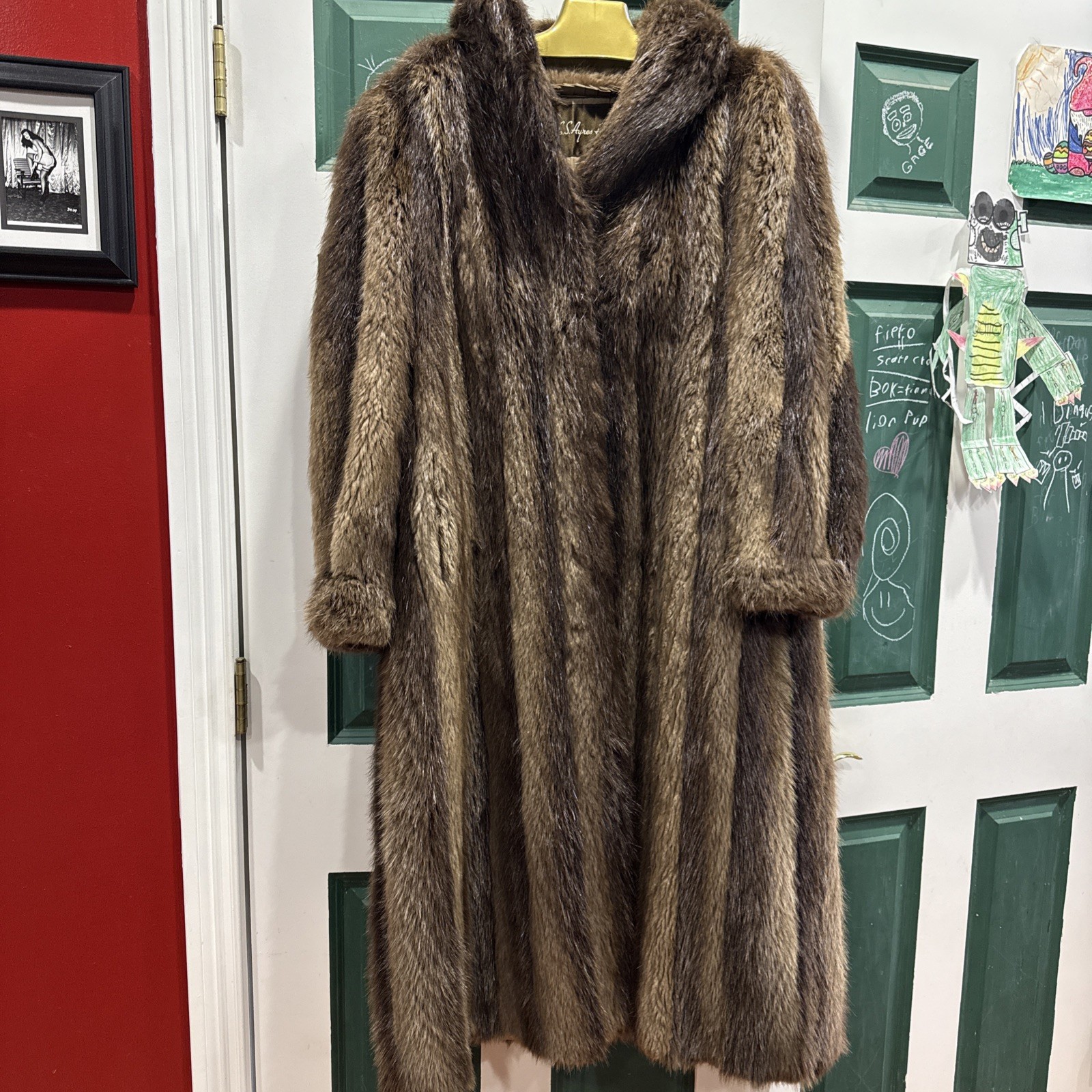 Vintage Long Hair Canadian Beaver Fur Coat Sz L