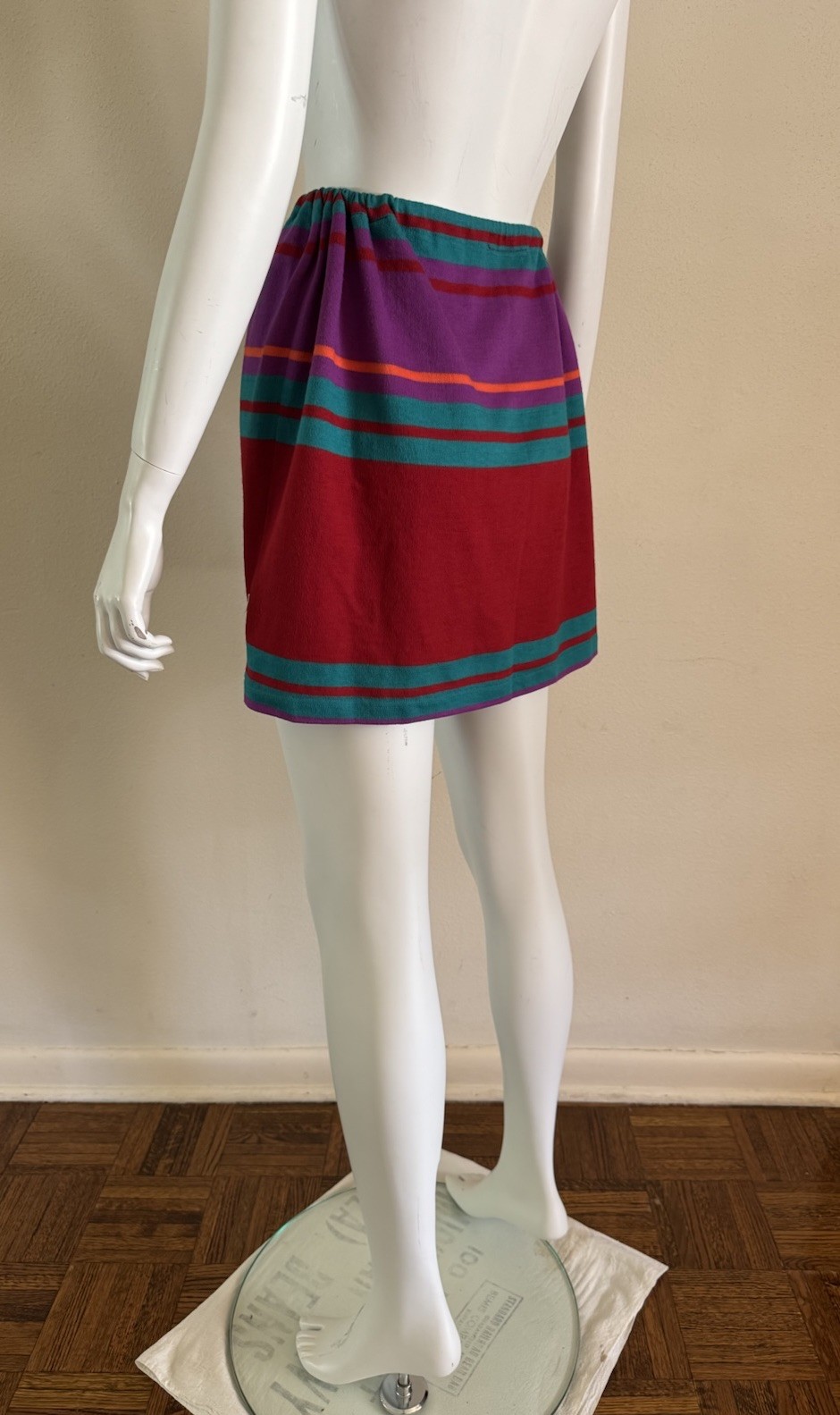 70s Hang Ten Charlies Girls Striped Skirt Tie Waist Mod Surf Swim Skate VTG