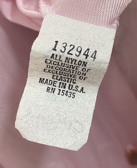 Vintage Gilead Nylon Baby Pink Lace Button Front Robe Pocket USA Large