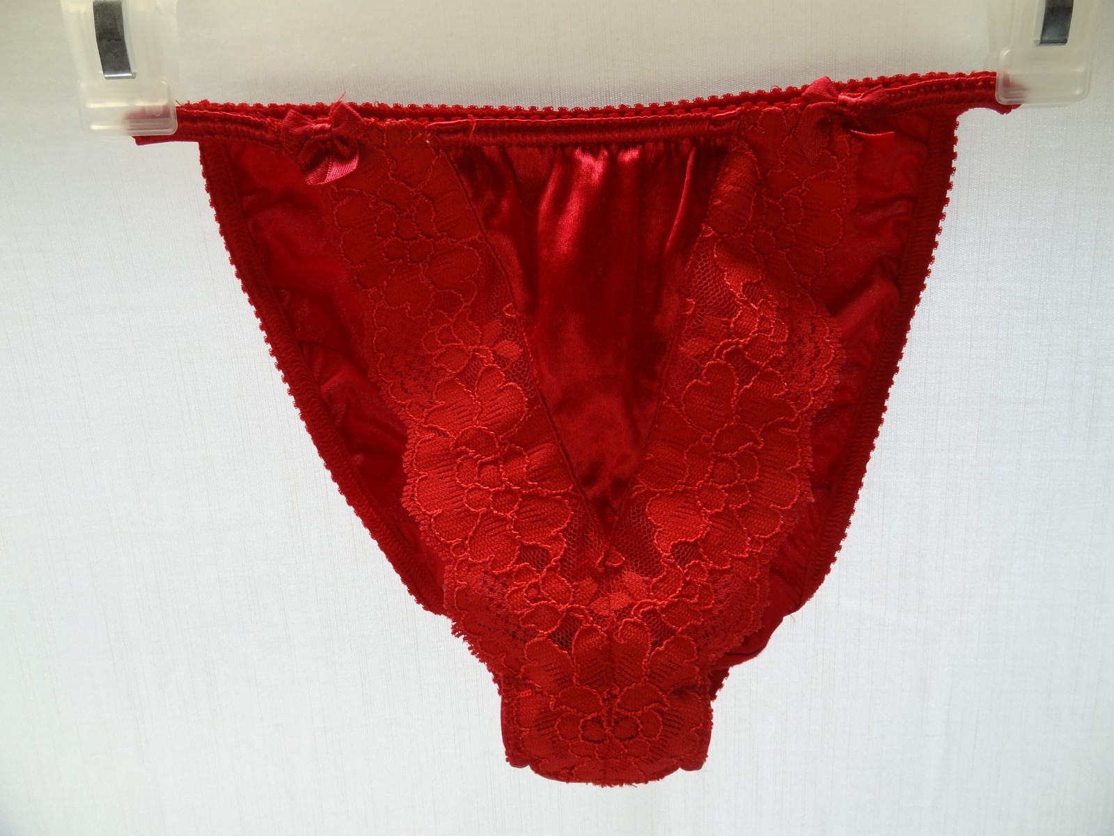 Victoria’s Secret S 5 VTG Satin String Bikini Nylon Stretch Lace 80s Gold Label