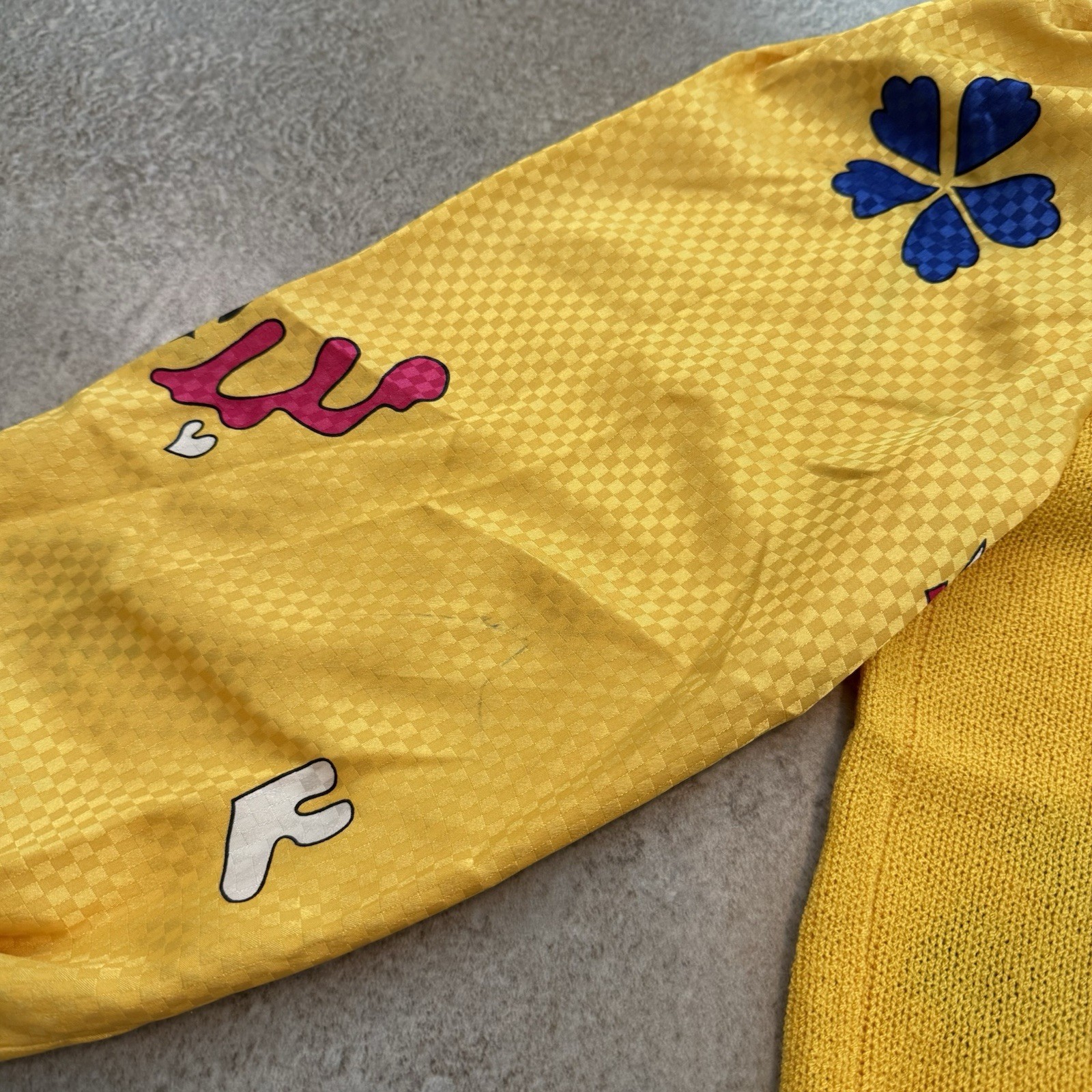 Vintage 80s Jaymee Papell Geometric Sweater Medium Yellow Funky Art Teacher 1980