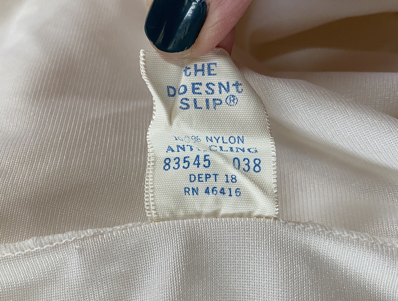 Vtg Sears The Doesnt Slip Slippery Ivory Lace Trim Bow Anti Cling Women 38 Tall