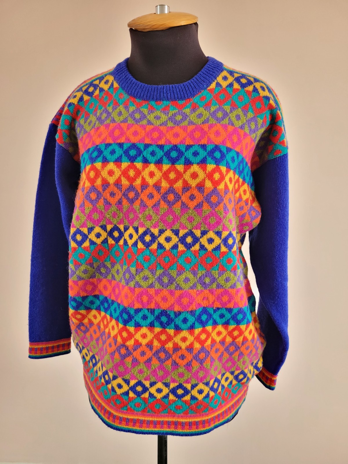 Vintage Tulchan Wool Bright Patchwork Jumper XL