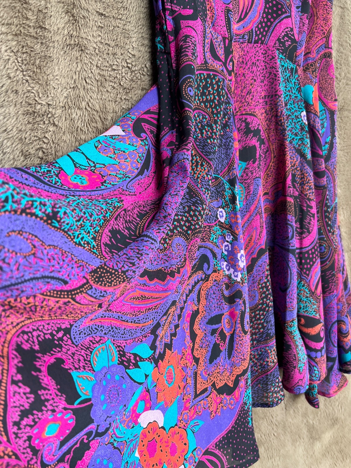 Vintage 90s BCBG Paris Sheer Paisley Dress sz Small Made in USA