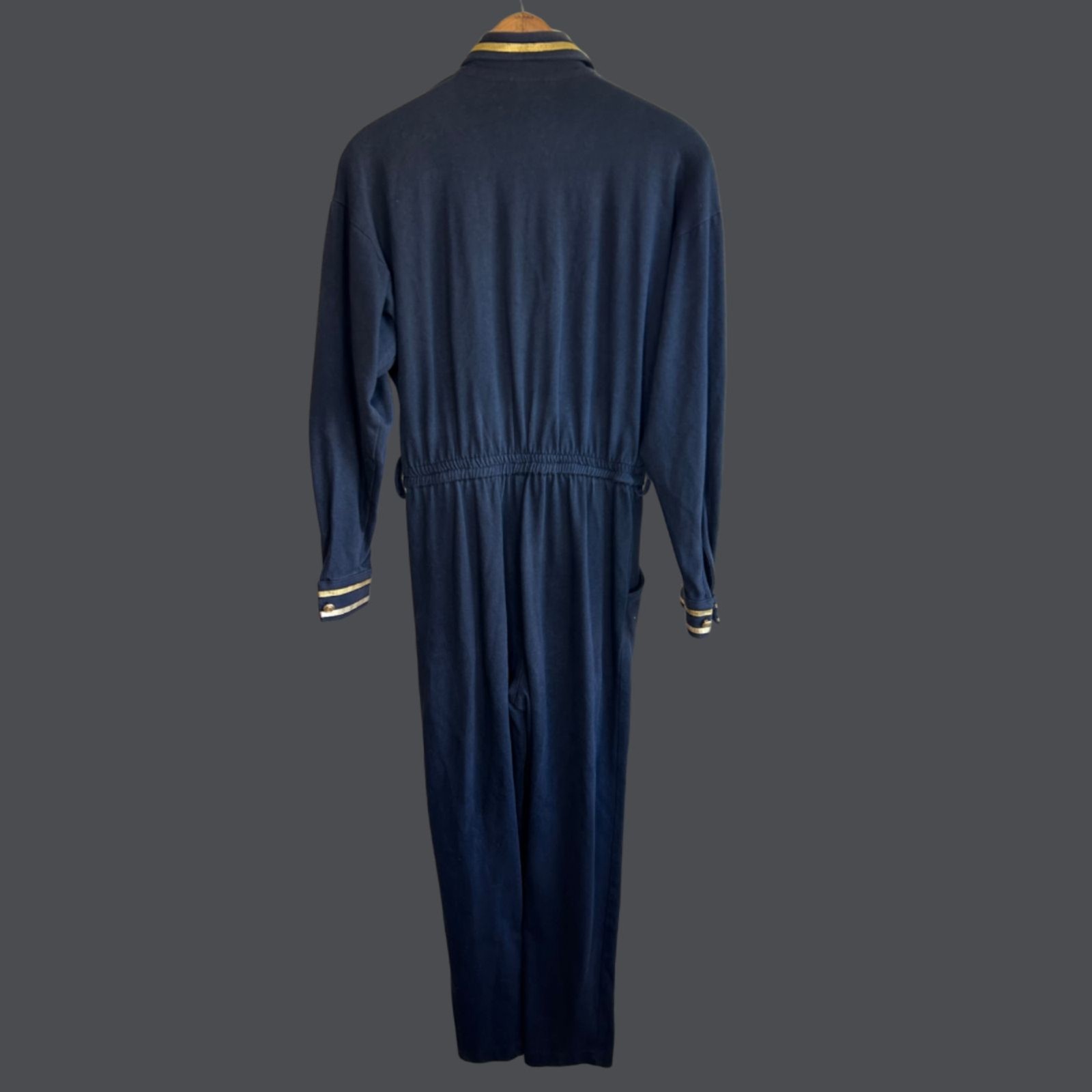 Vintage 90s Karen Kane Black and Gold Military Jumpsuit