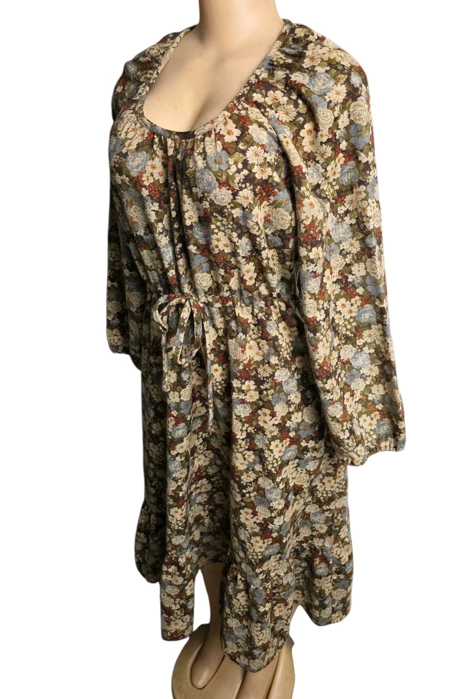 Vtg 80s Just Choon California Ditsy Floral Midi Dress Woman 9/10 Prairiecore