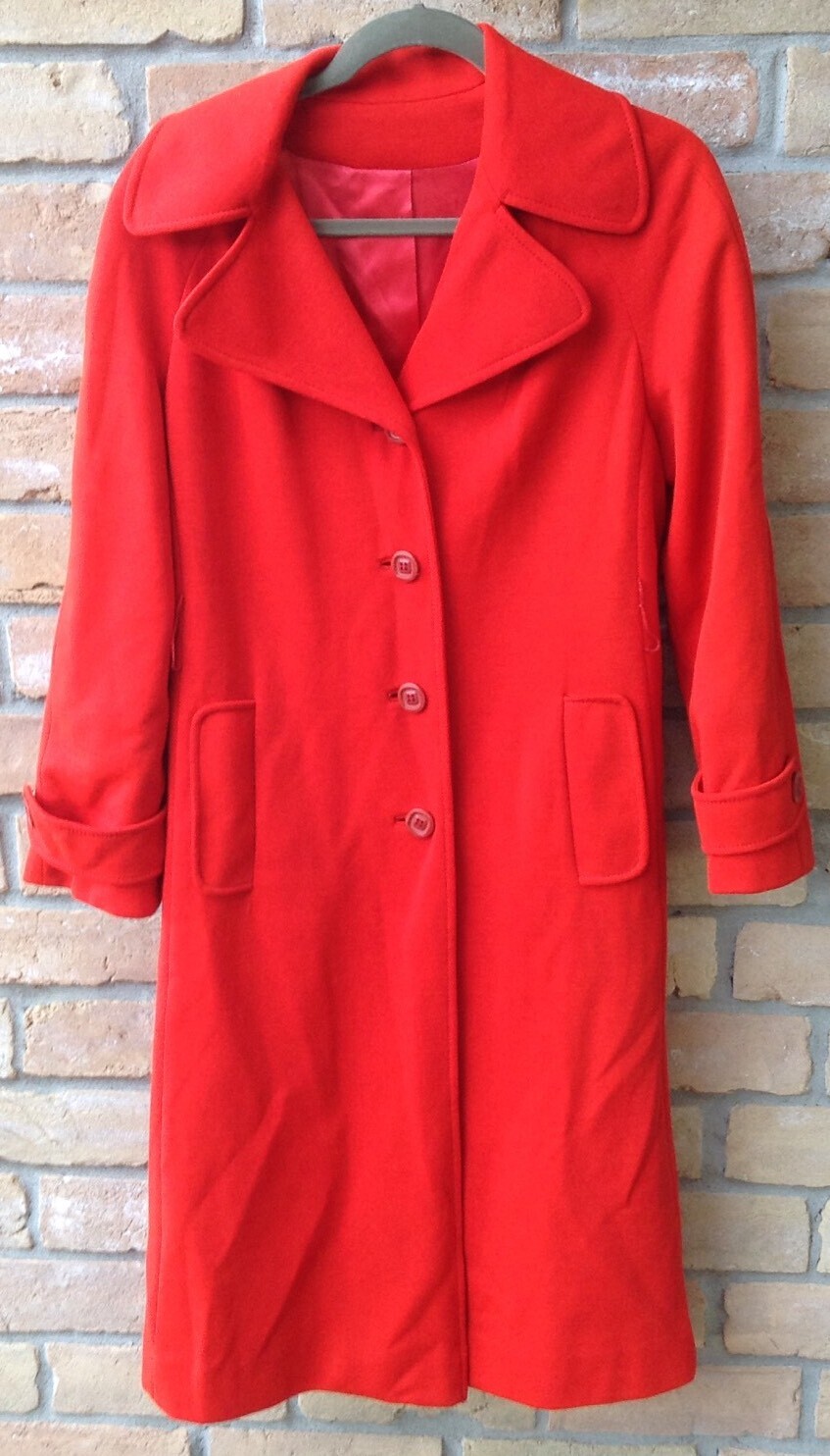 VTG 60s MOD Betty Rose Red Coat Sz M/L? Lined NO BELT Union Label USA Made