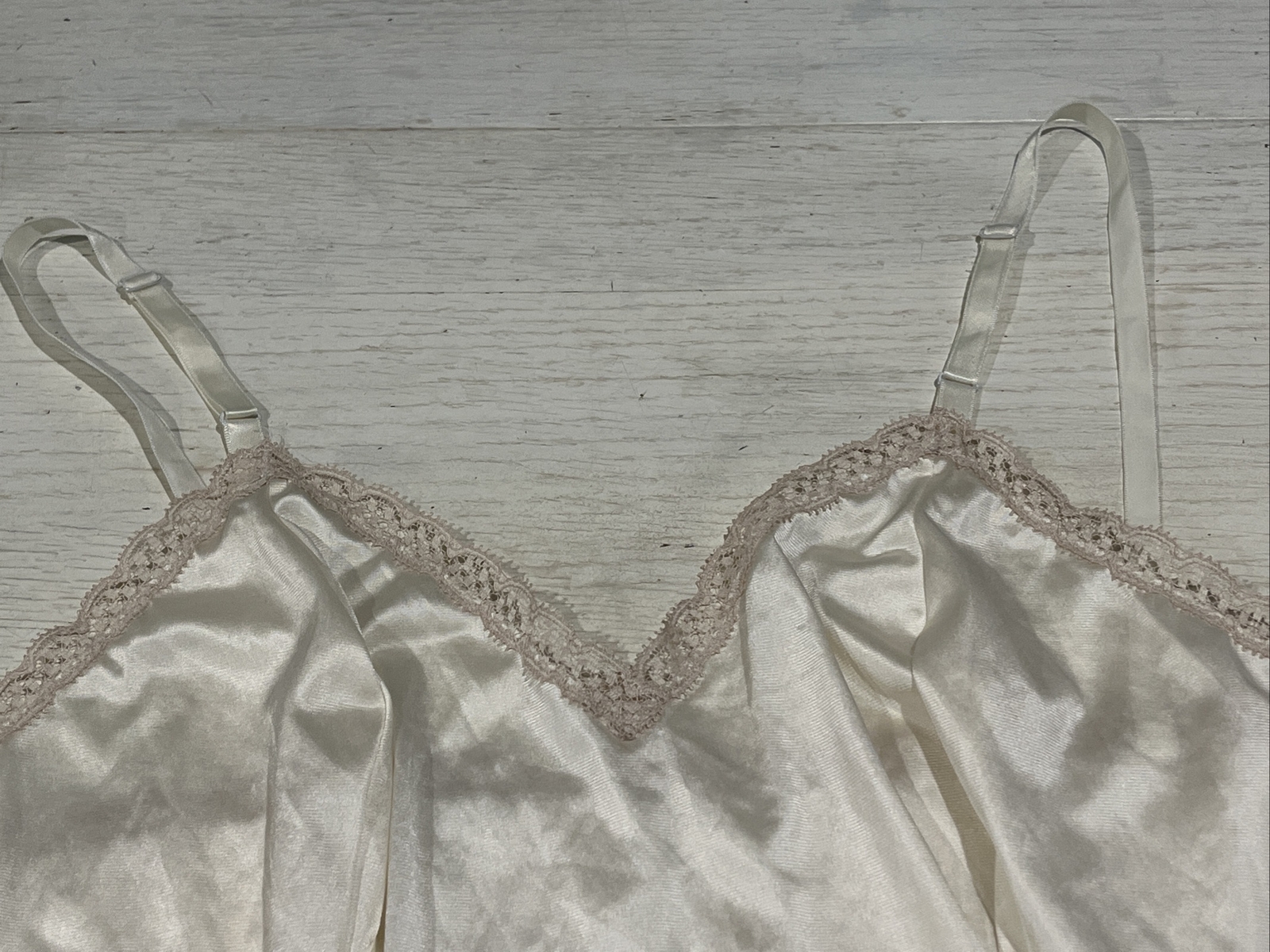 Vintage Slip Women’s 36 Full Ivory With Lace Trim Adjustable Straps