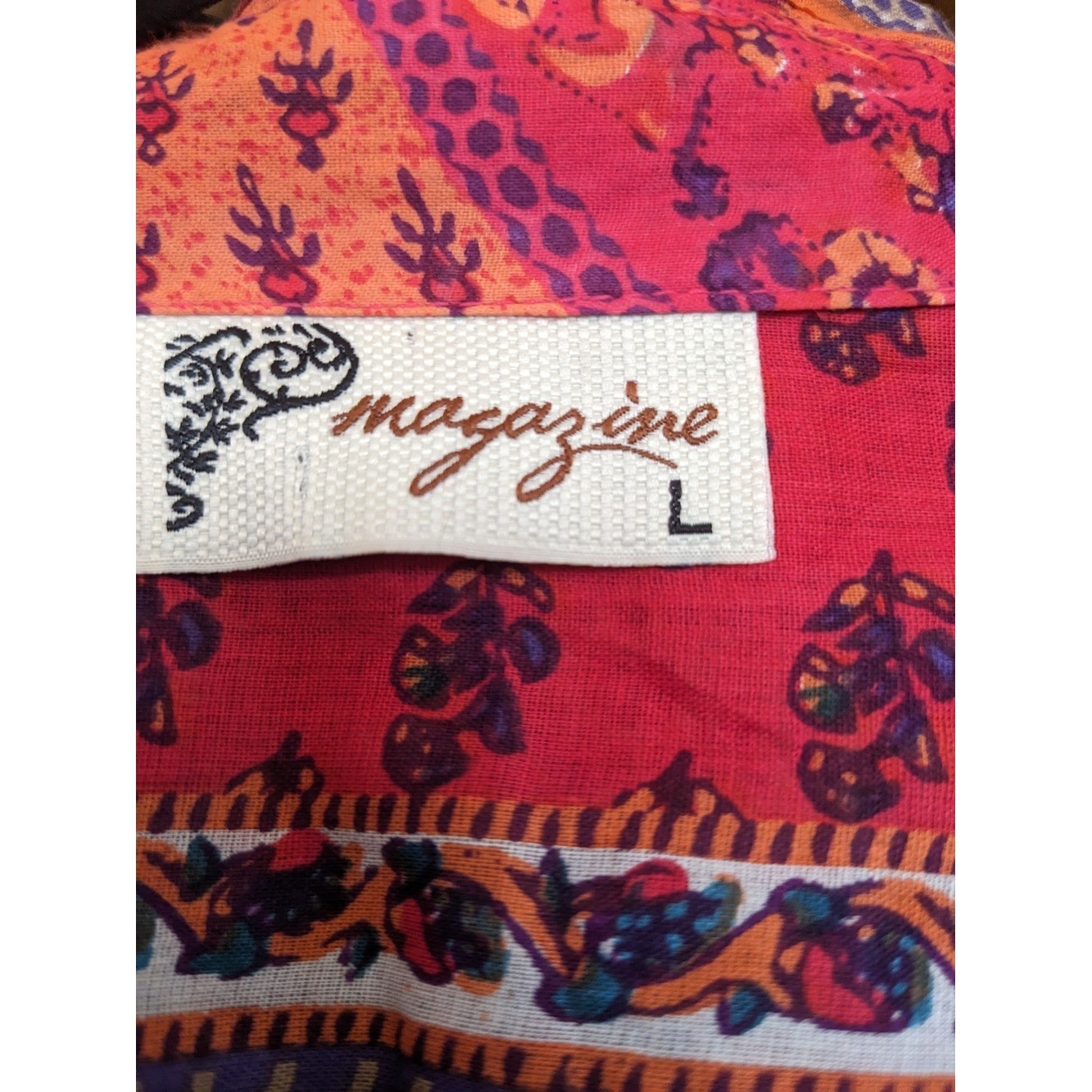 VTG Boho Patchwork Tunic Blouse – Magazine Cotton Voile Top L