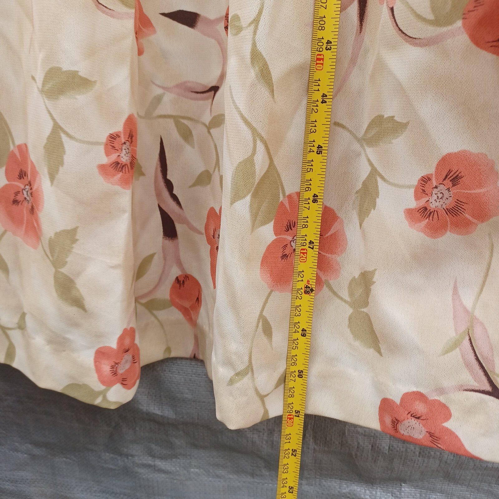 Vintage Lady Darian Dress 18W Cream Red Floral Tie Waist Tea Dress Shoulder Pads