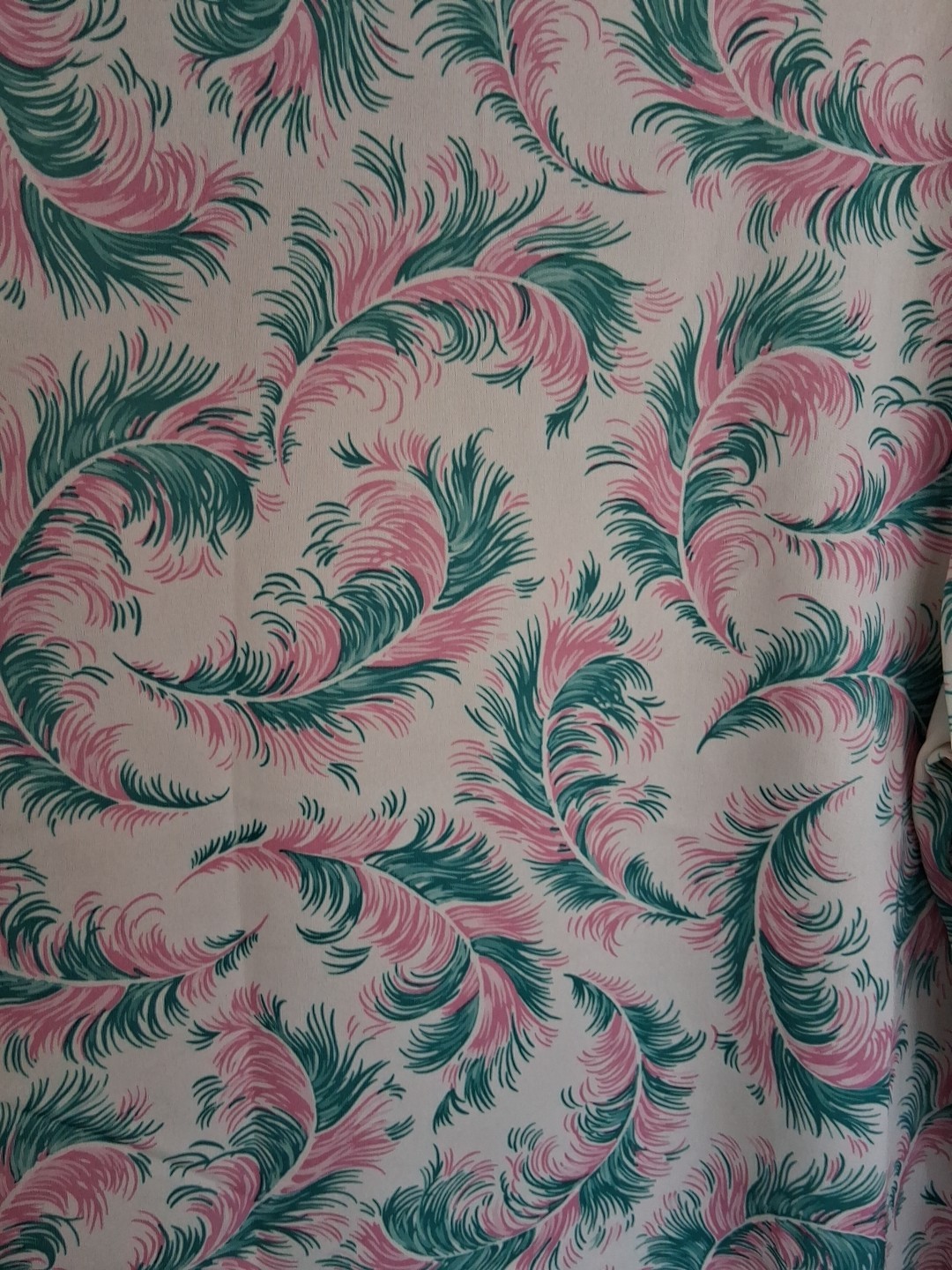 Vintage 70s Blue And Pink Paisley Feathers Med? Retro Disco Groovy Mod Unbrand