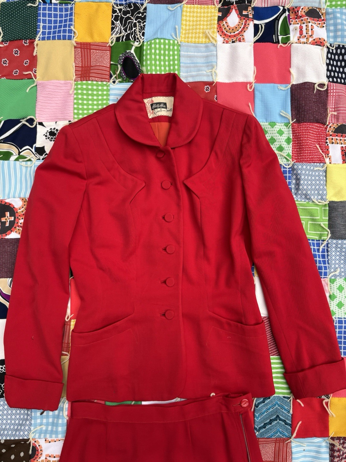 1960s Betty Rose Red Coat & Skirt Set Women’s Vintage
