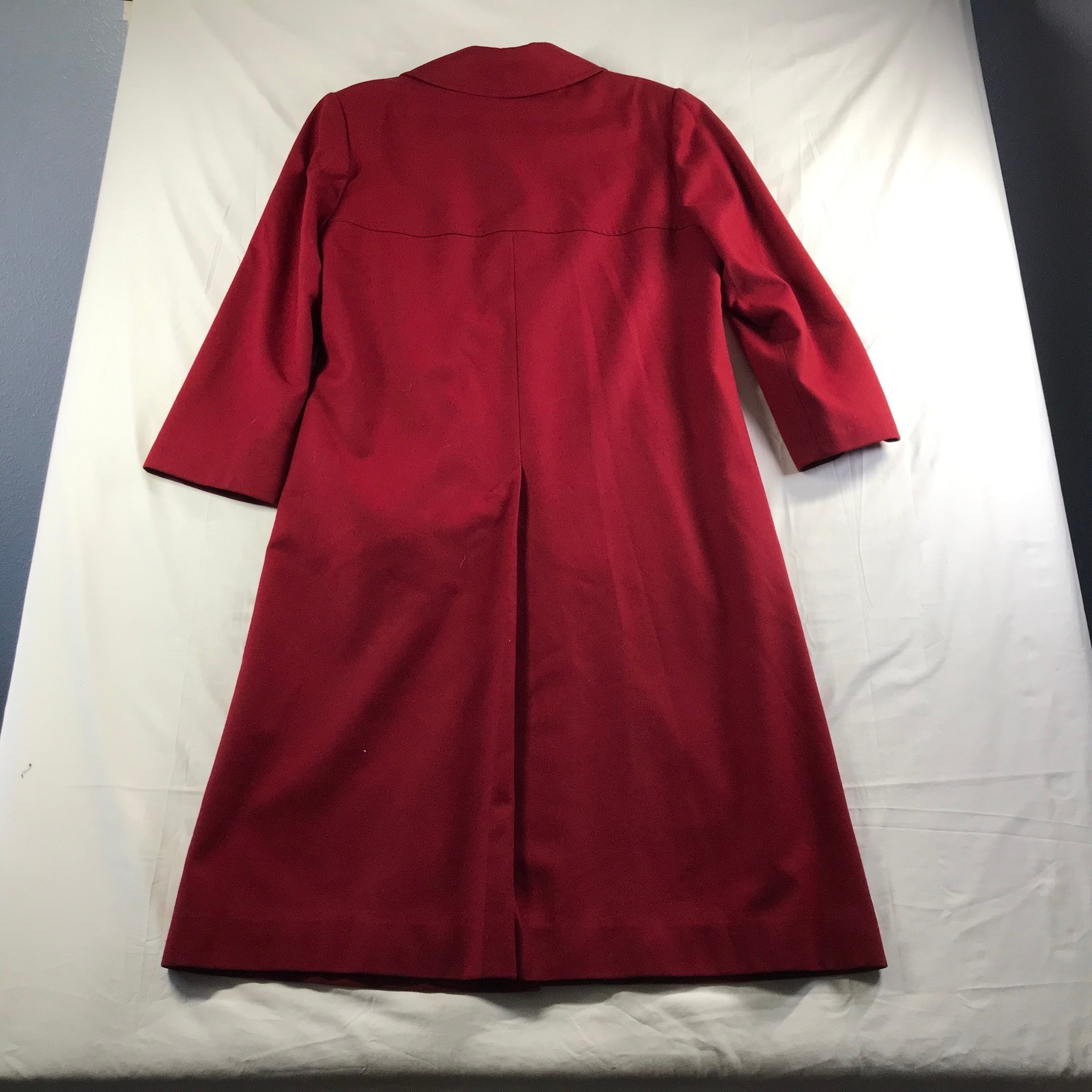 Pendleton Vintage Red Virgin Wool Overcoat Long Trench Coat Made in USA Womens