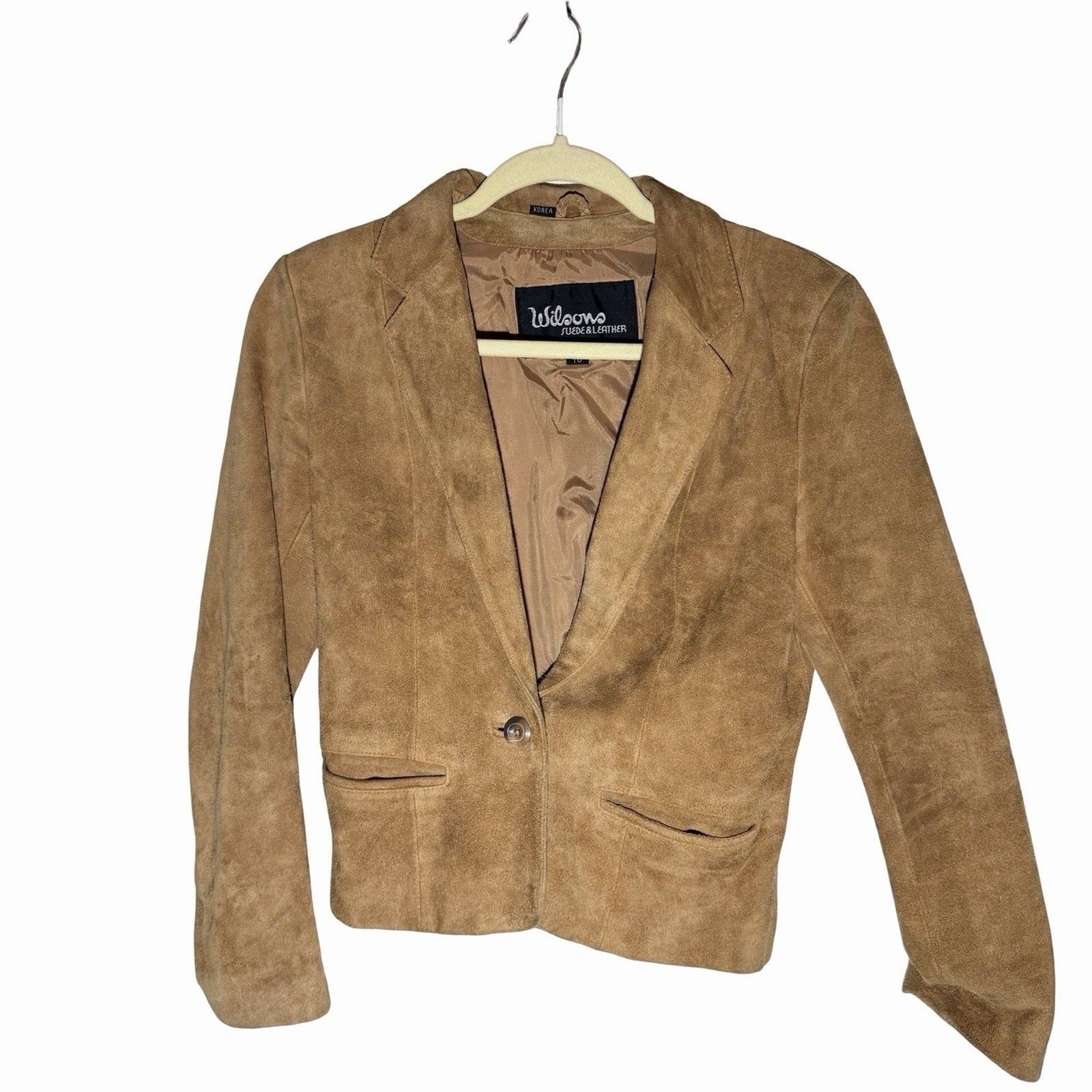 Wilson’s Suede Leather Tan Camel Blazer Women’s Size 10 – See Measurements