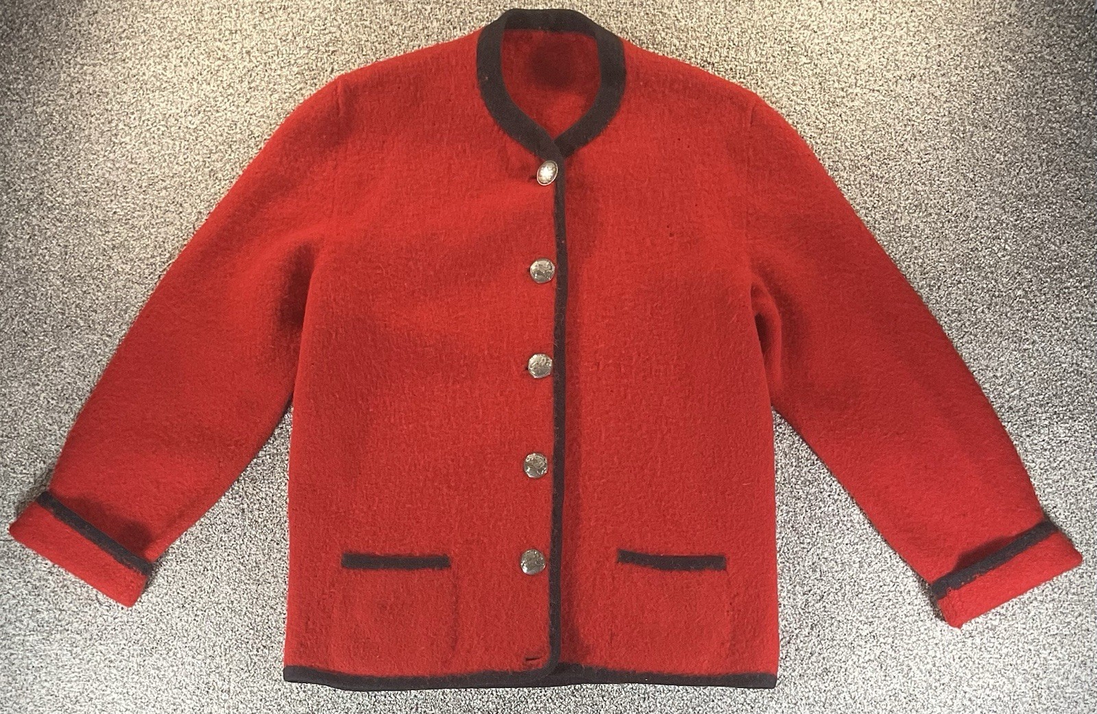 Dachstein Walk-Janker Loden Wool Jacket Red Black Vintage