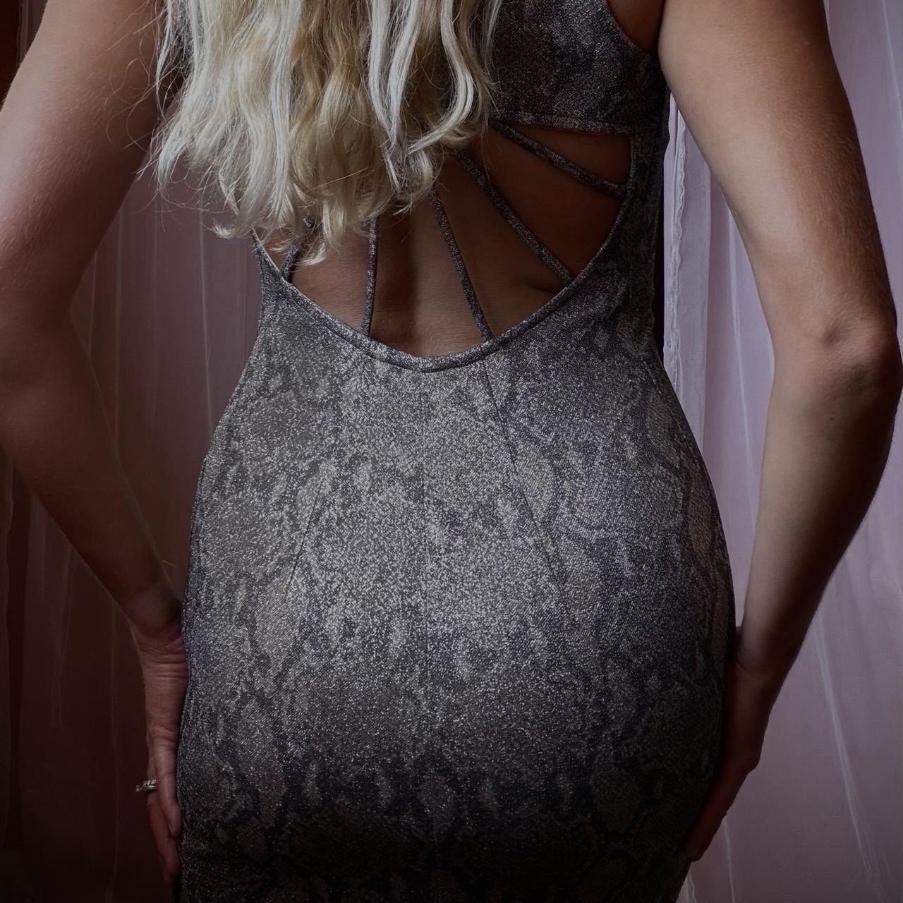1990s Silver Lurex Snakeskin Gown