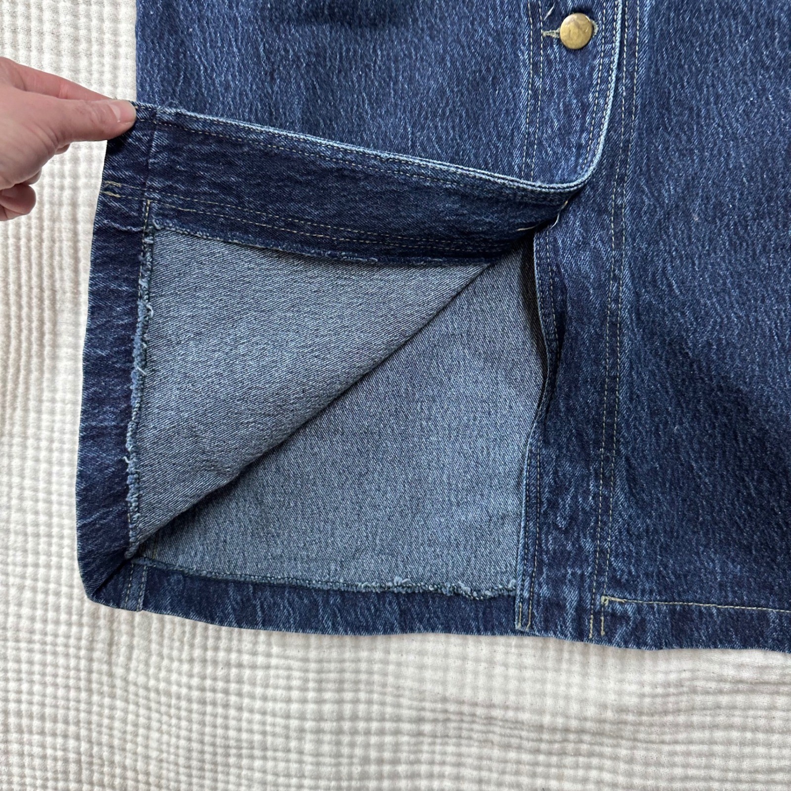 Betsy’s Things 90s VTG Denim Peplum Button Front Midi Dress Dark Wash Blue Sz 7
