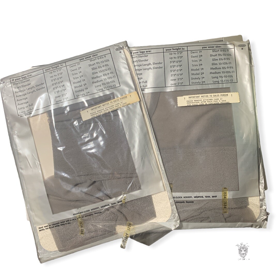 Vintage 2 Round The Clock Sheer Agilon Stockings Stone Gray size 8.5-9.5 SLIM