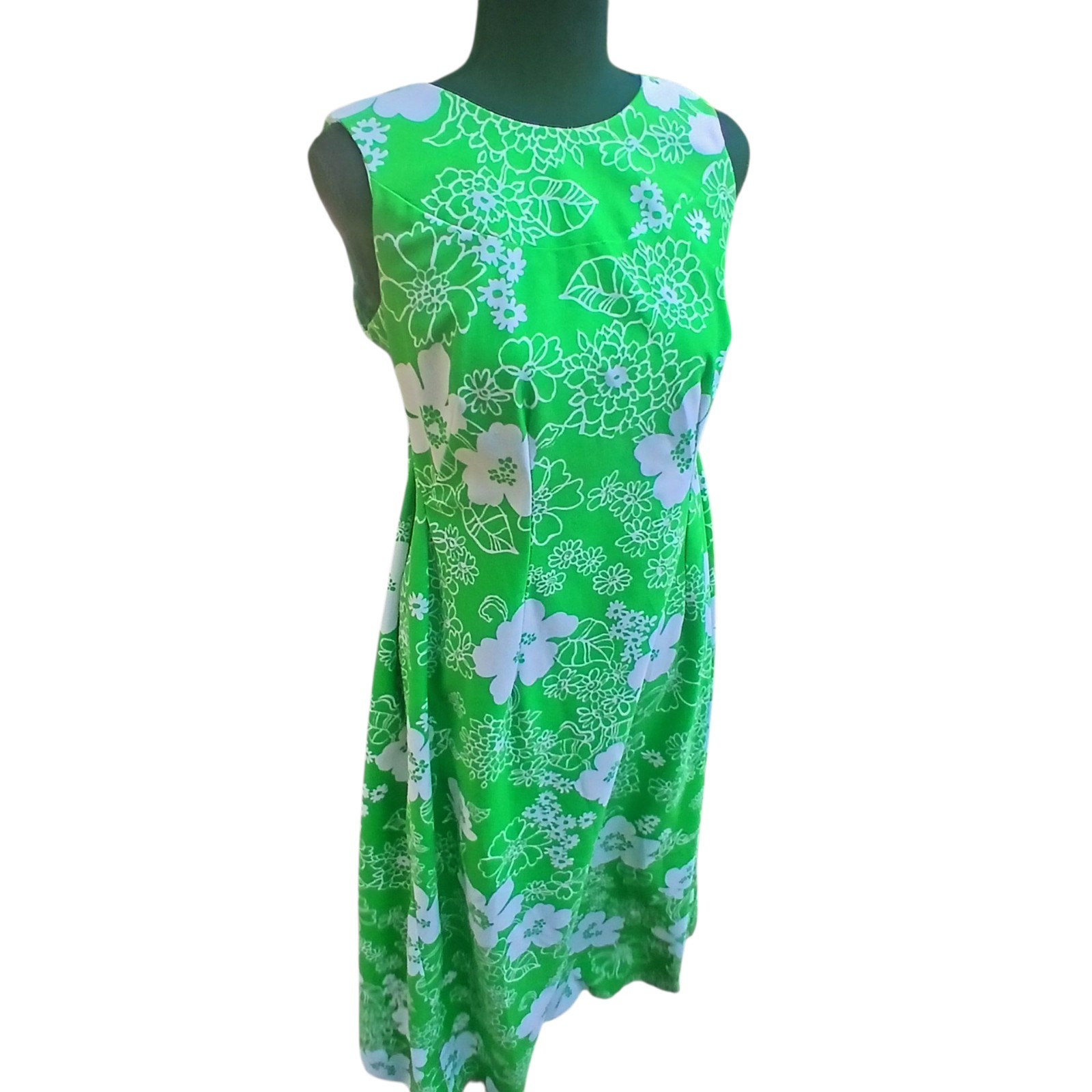 Original Vtg Mod 60s Pomare Tahiti Hawaiian Maxi Dress Empire Waist 70s Resort