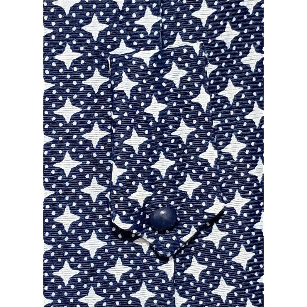 Retro Vintage 70s Geometric Star Tunic Pant Set Womens Small Navy White Mod