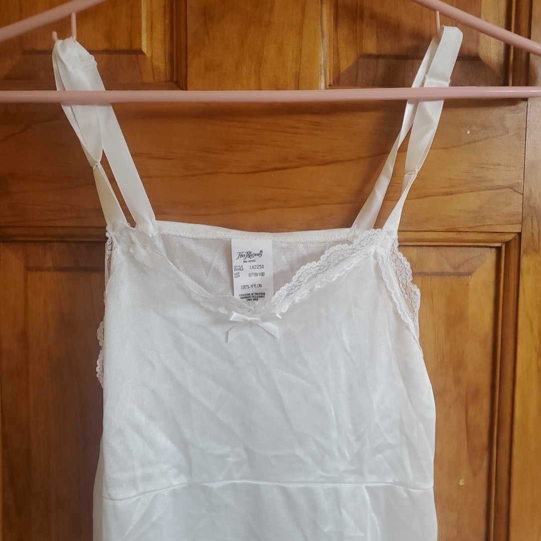 Her Majesty Size 10 Slip Dress Women White Lace Trim Vintage Intimate Lingerie