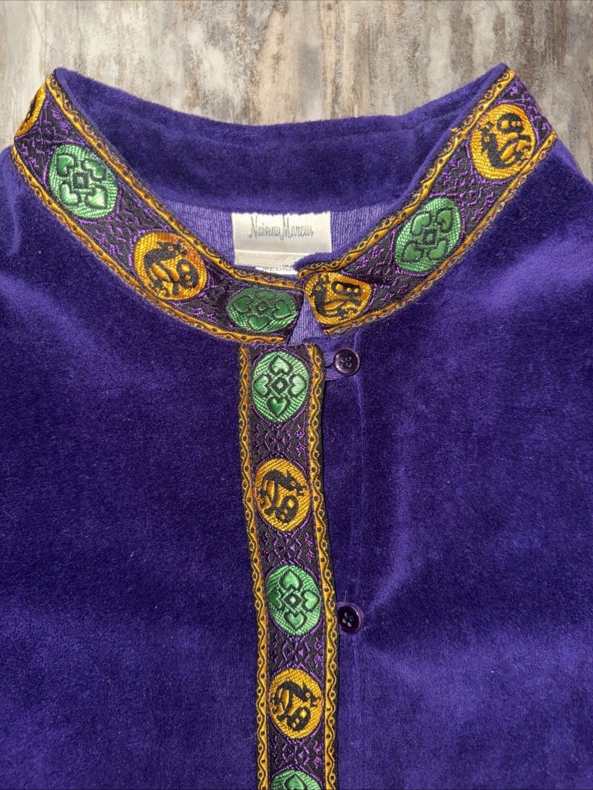 VTG Neiman Marcus velour Plush purple tunic pant suit lounge set size Medium