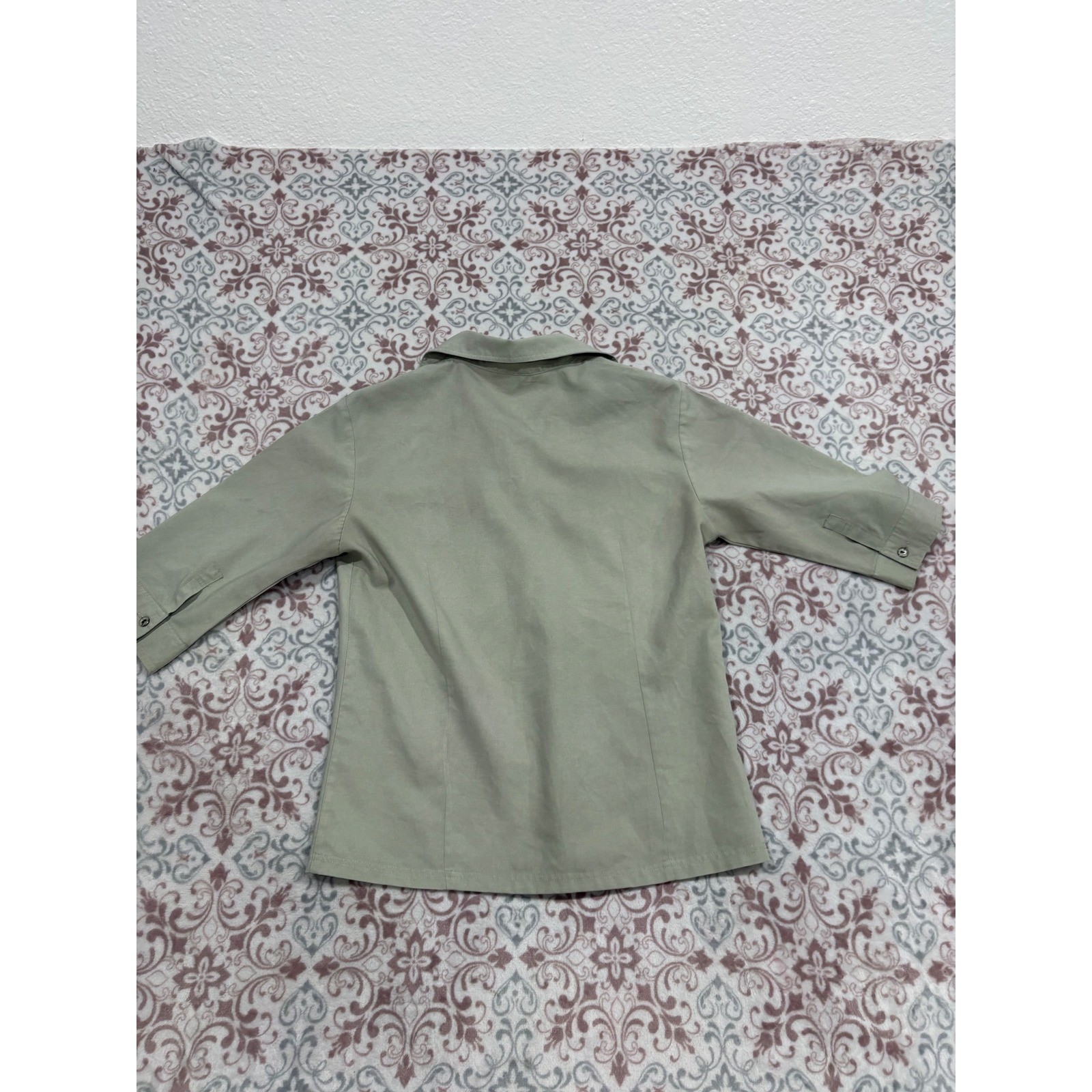 VTG Nick Name Vintage Sage Green ButtonUp Shirt XL Elbow Sleeve Utility Workwear