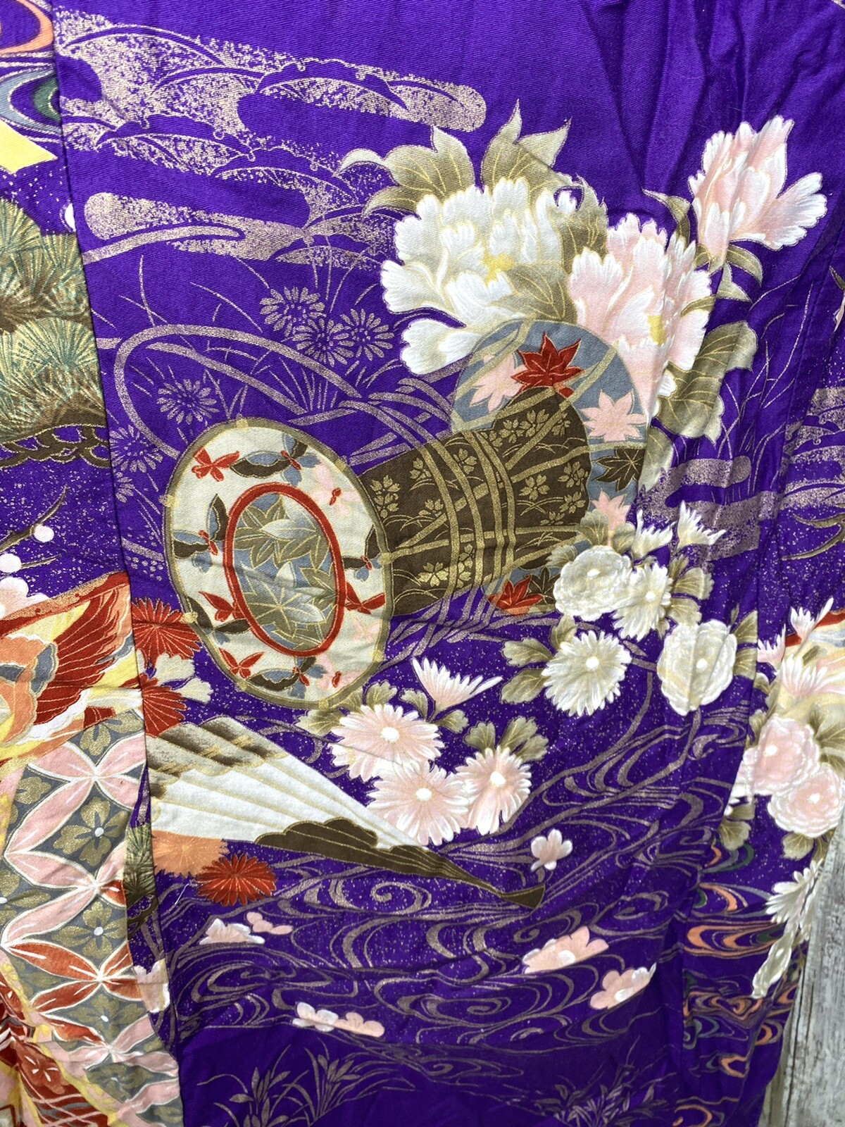 VTG Ichiban Kimono Robe Novelty Print Floral Jacket House Coat Lounge