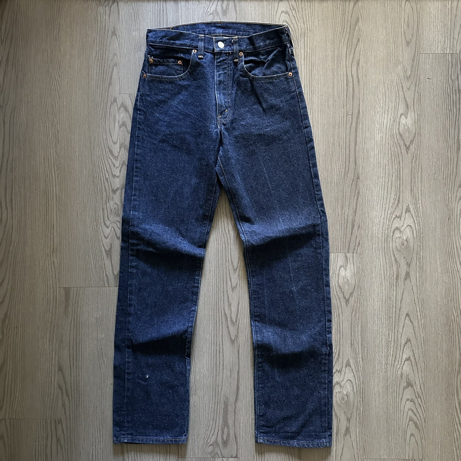 Vintage Levi’s Dark Denim 502 Fuzzy 29×32 Black Bar Tack