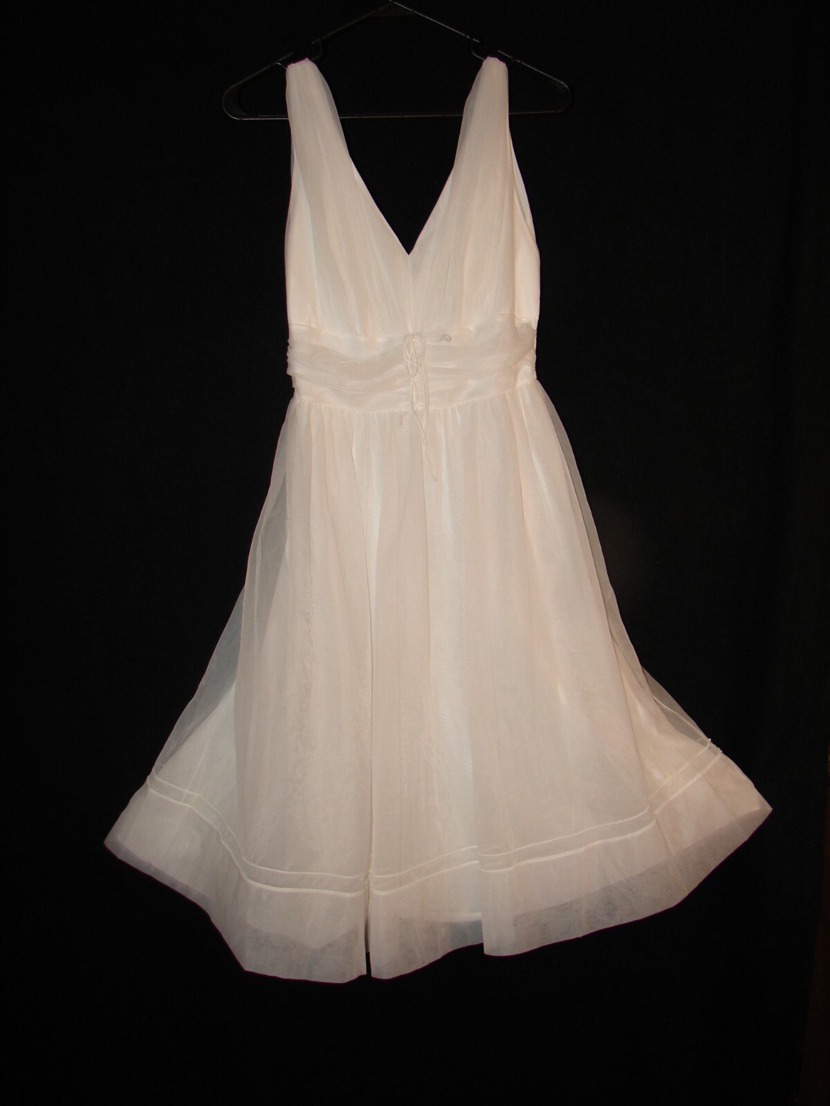 Vintage Shadowline Sheer Chiffon 2 layer White Wedding Nightgown Size 34