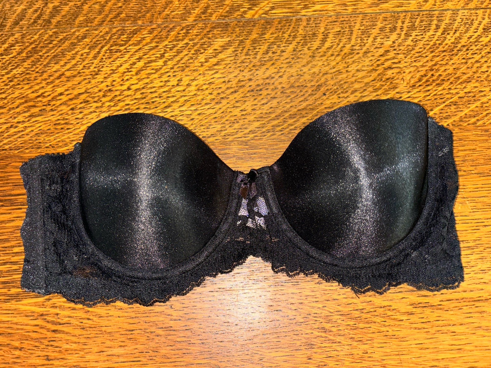Vintage Bestform Strapless Padded Underwire Bra Black Sz 34B
