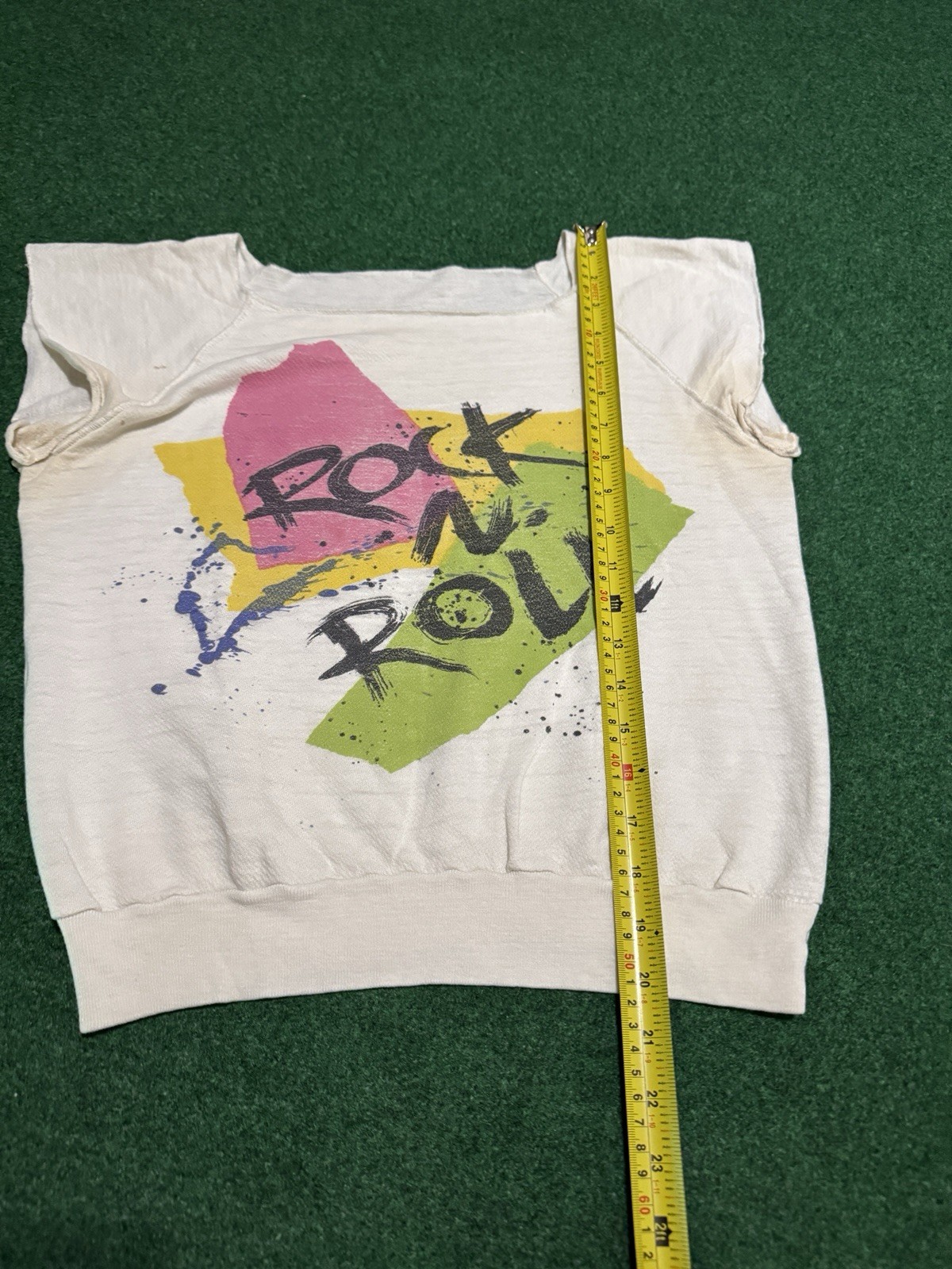 Rock N Roll Vintage Sweatshirt Sleeveless Grunge 70s 80s XS 18×20 True Vintage