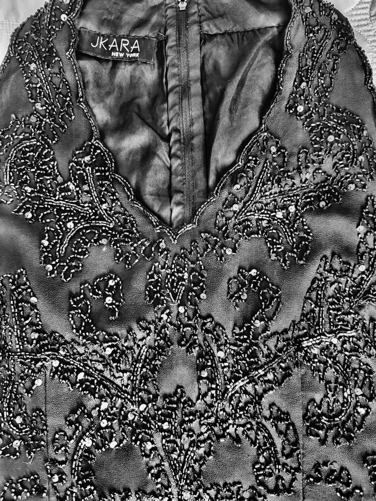 Vintage Elegant Black Beaded Firmal top, great condition Beading And Sequences.