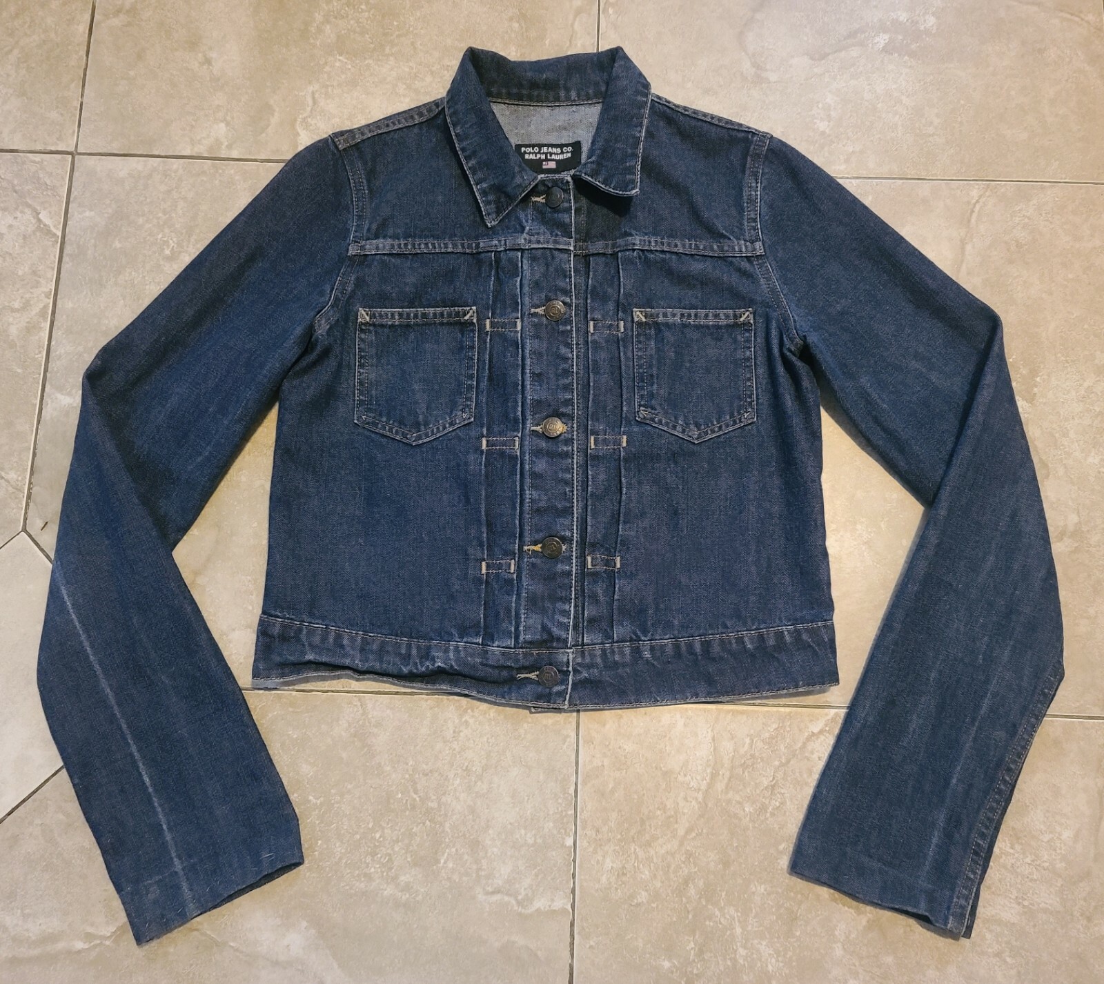 VTG Ralph Lauren Polo Denim Jean Jacket Coat Type 2 Pleated Cuffed Womens M