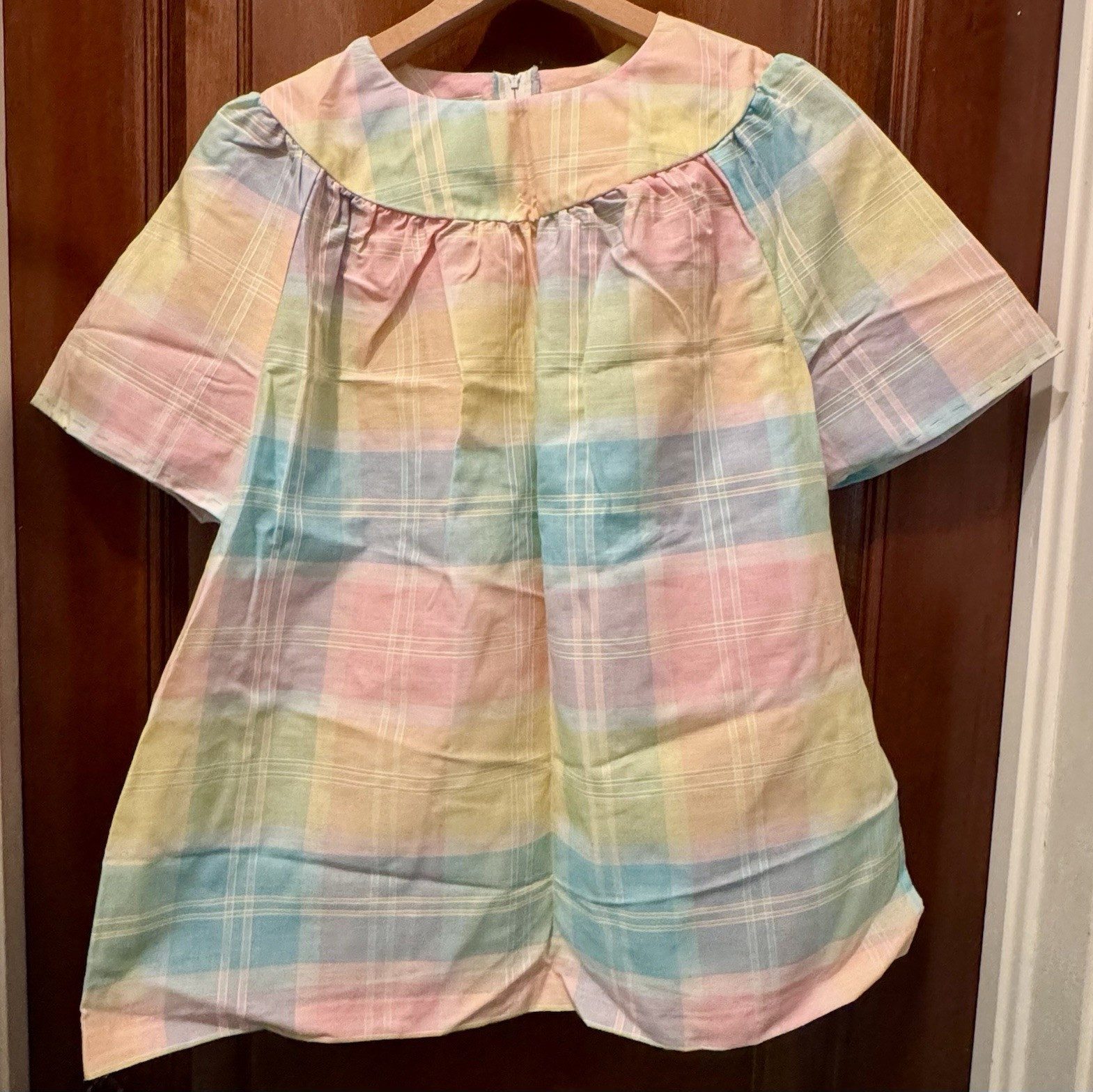 Vintage Phil Jacobs Pastel Plaid Top Mod Shift Blouse Retro 1960s