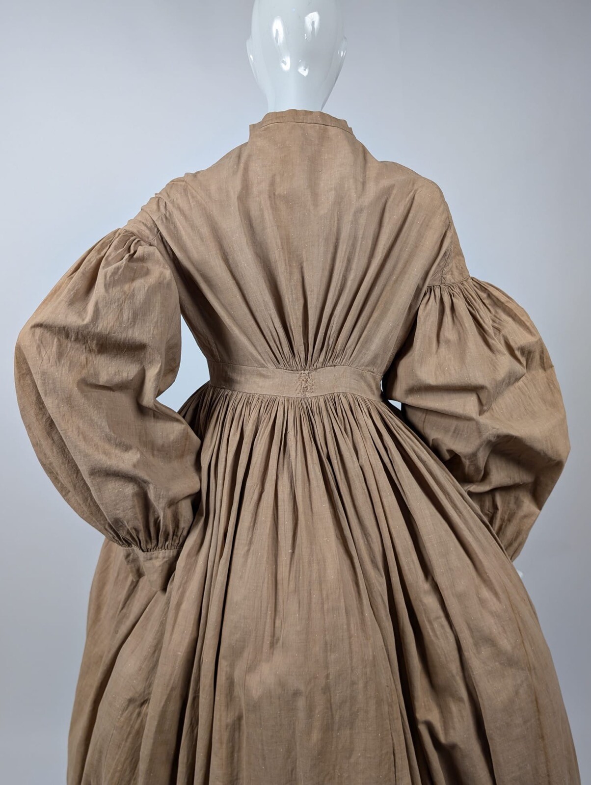 HAND SEWN 1850’S DRESS W MASSIVE BISHOP SLEEVES